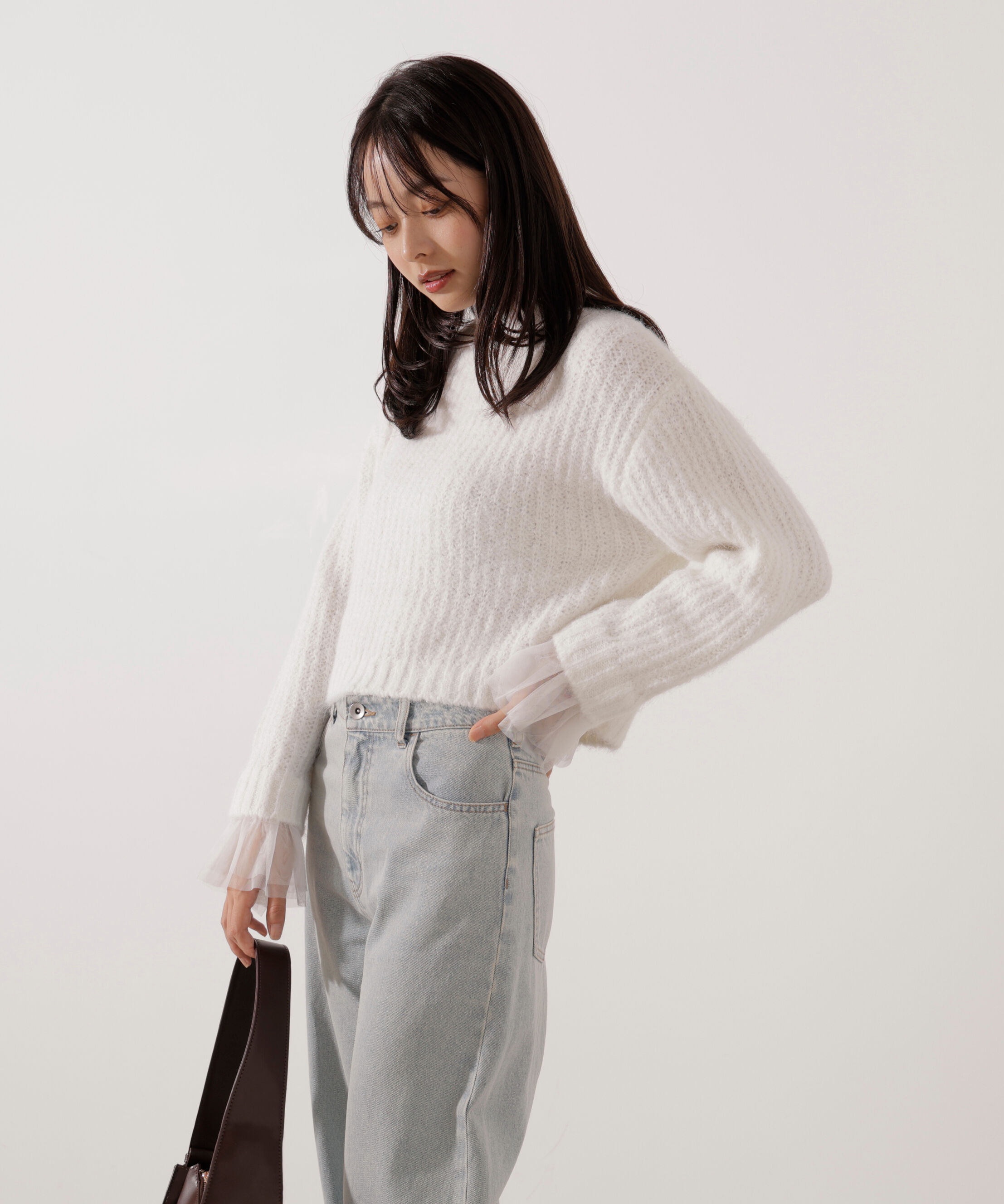 PROPORTION BODY DRESSING「<ウォッシャブル>チュールスリーブボックスニット」|ニット・セーター|
