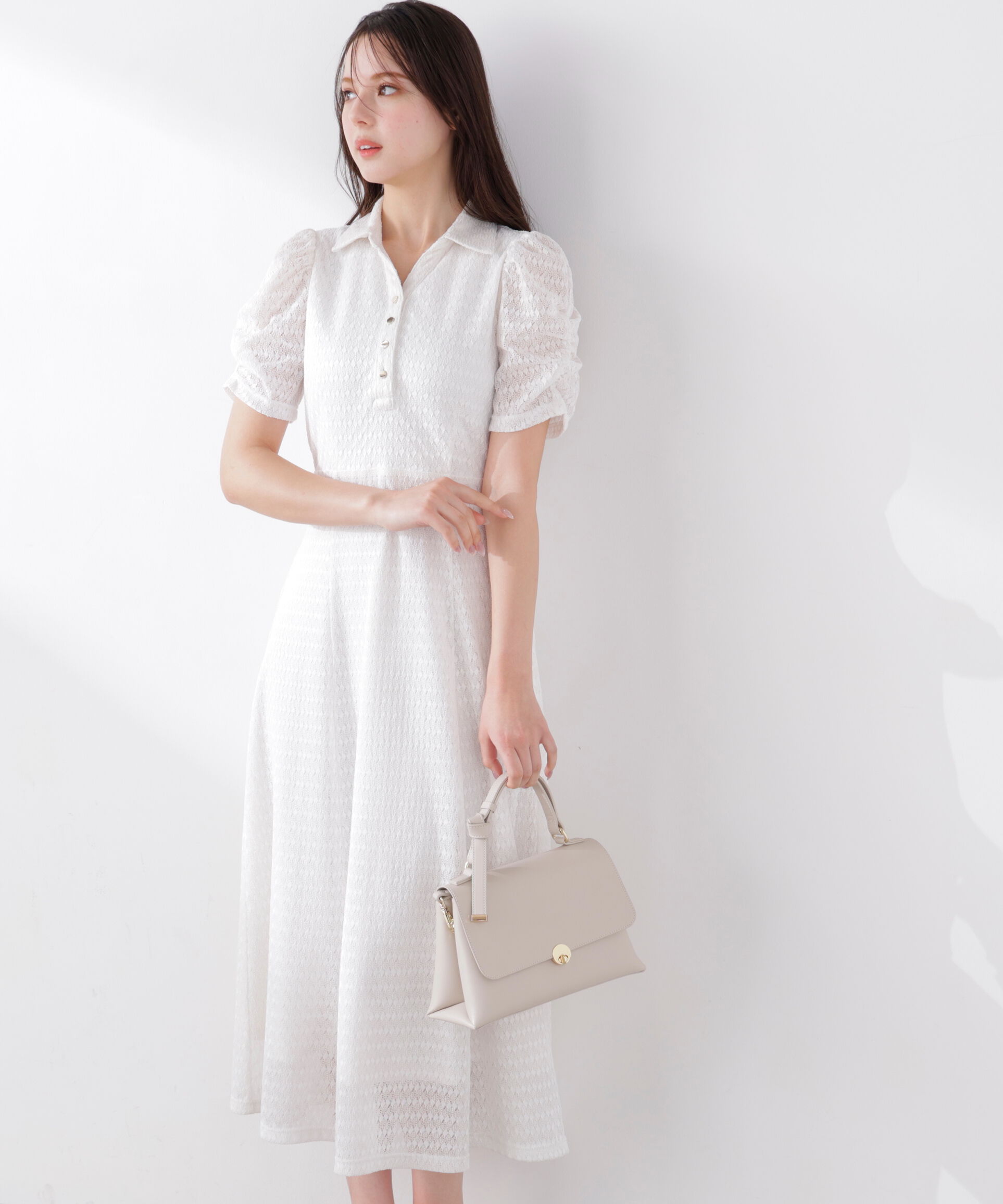 PROPORTION BODY DRESSING「ストレッチレース襟付きワンピース　26SS」|ワンピース|エクリュ1