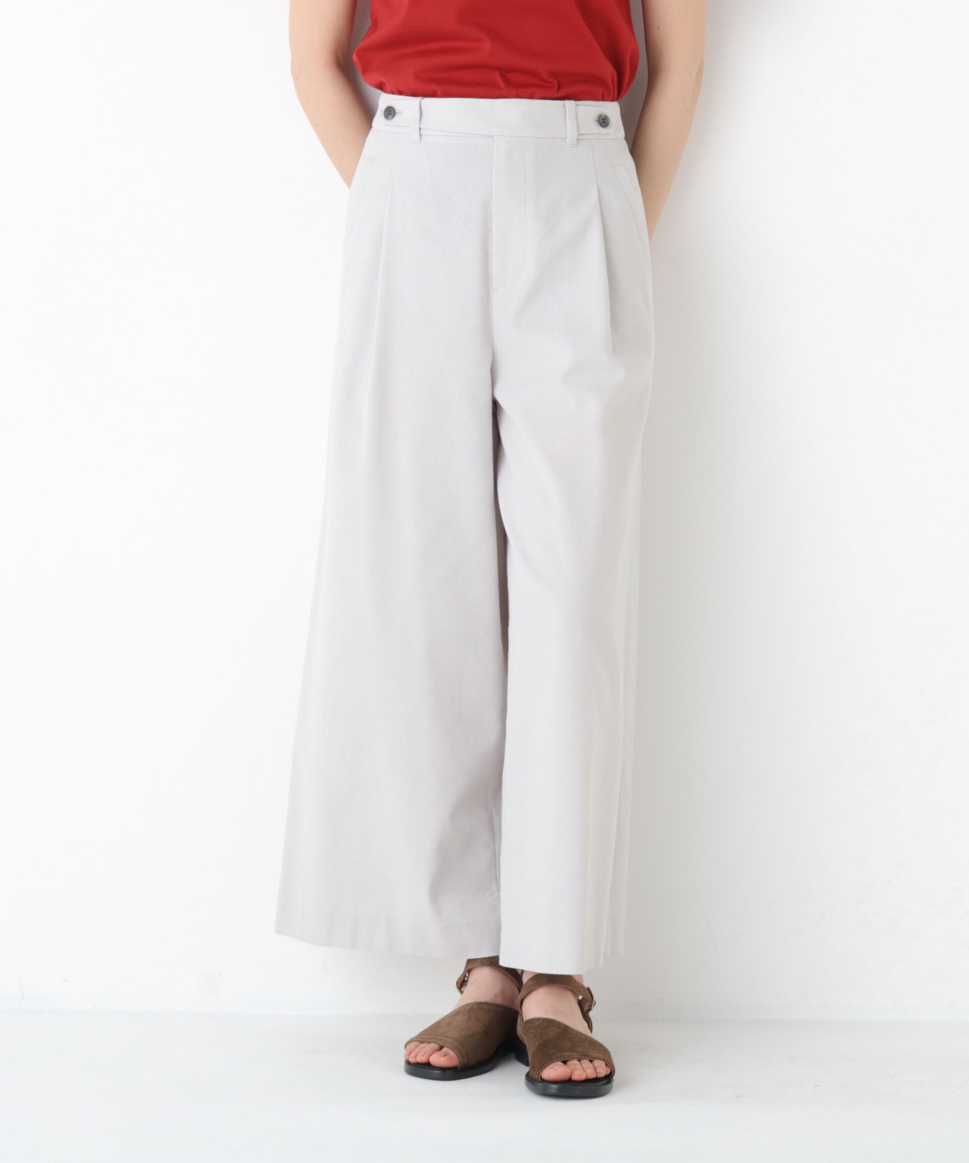  「◆《マルチサイズ/ウォッシャブル》ドライタッチリネン混ガウチョパンツ」|その他|