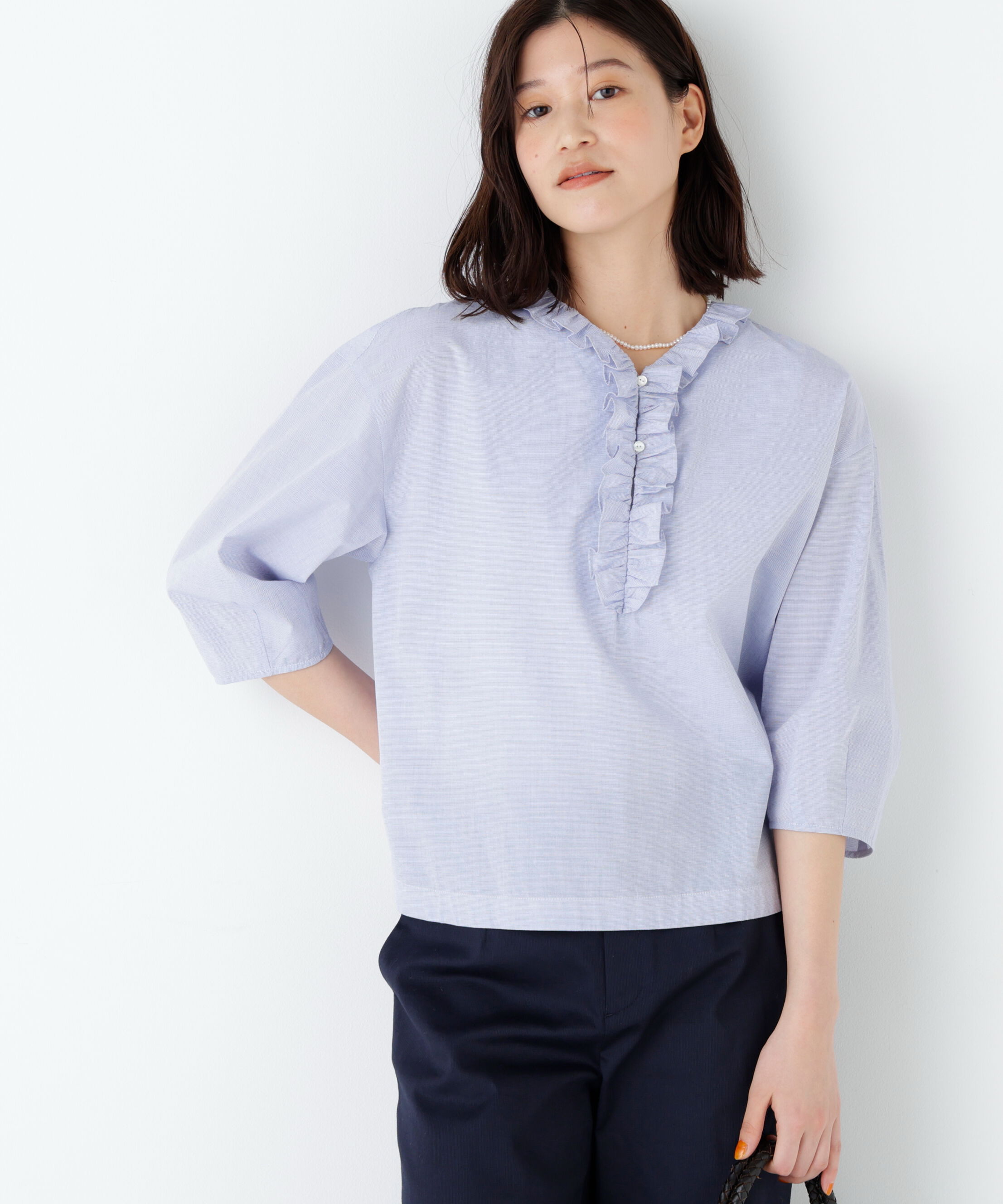  「ウォッシュドタイプライターフリルブラウス」|シャツ・ブラウス|