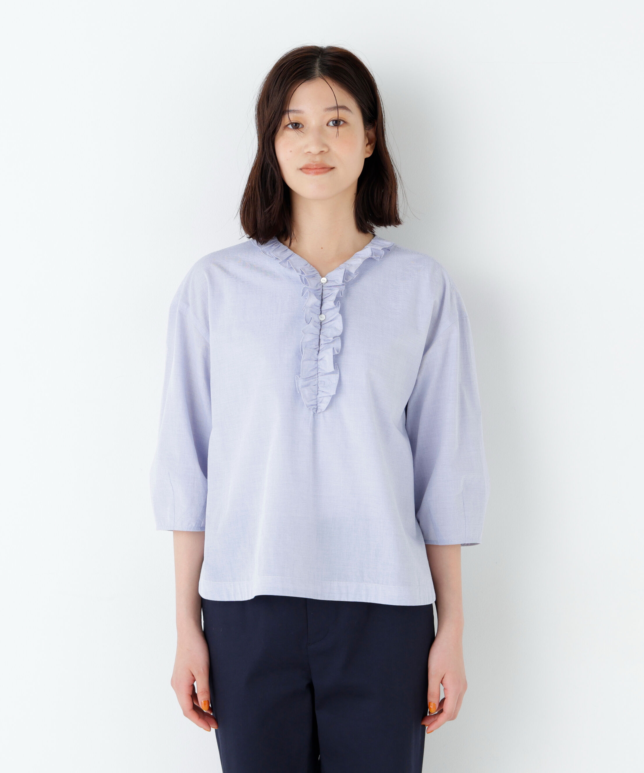  「ウォッシュドタイプライターフリルブラウス」|シャツ・ブラウス|