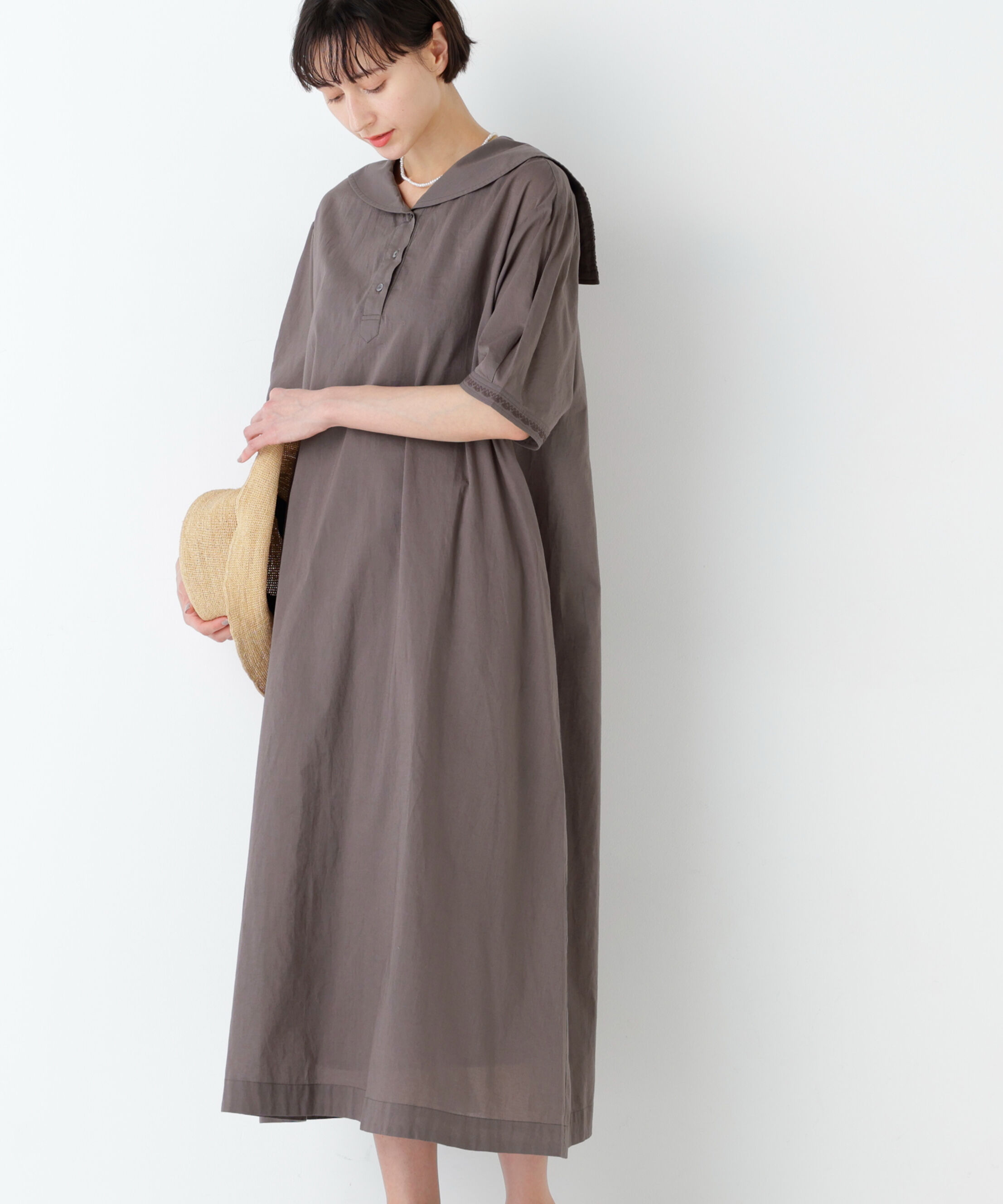  「インド刺繍セーラーカラーワンピース」|ワンピース|