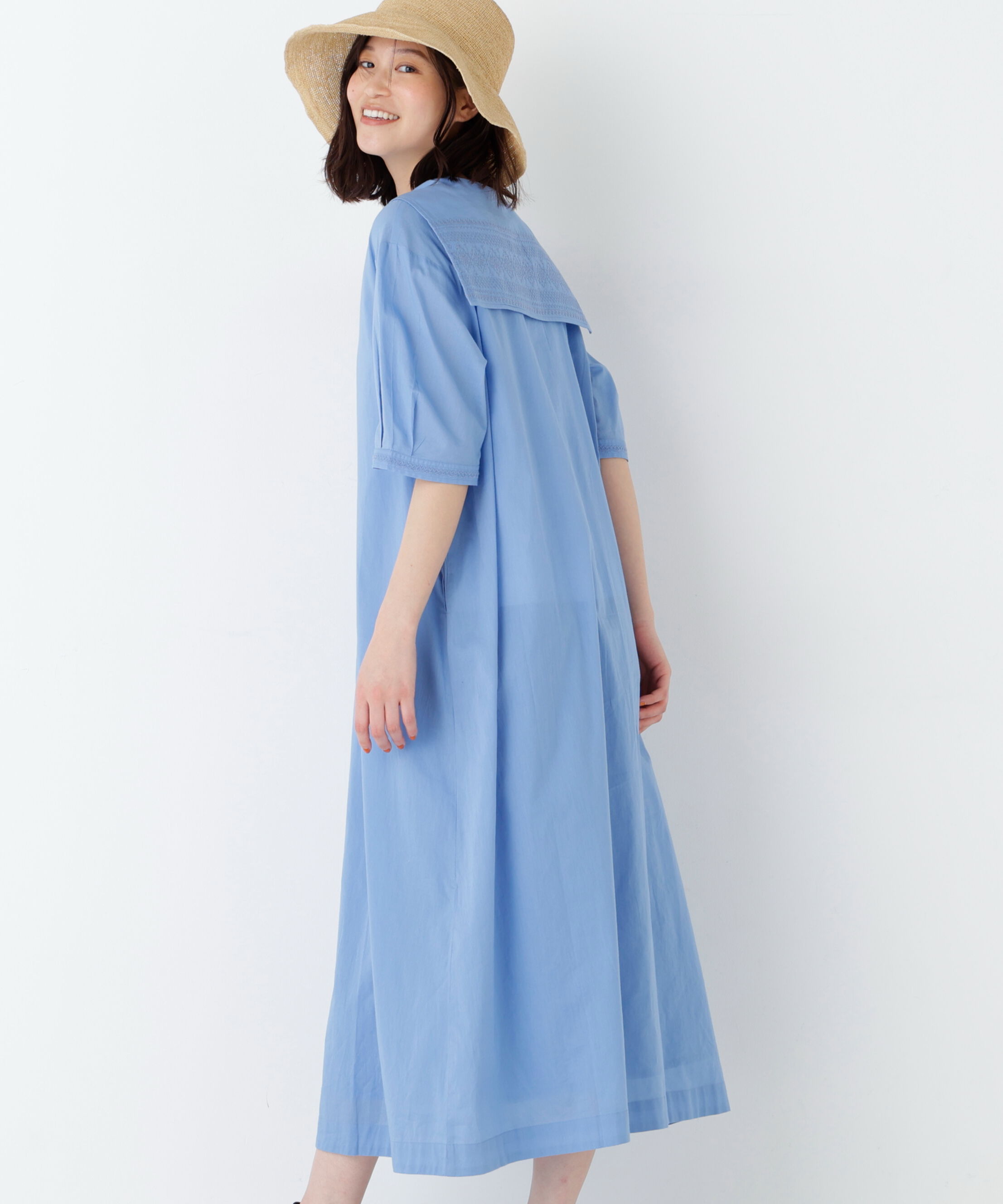  「インド刺繍セーラーカラーワンピース」|ワンピース|