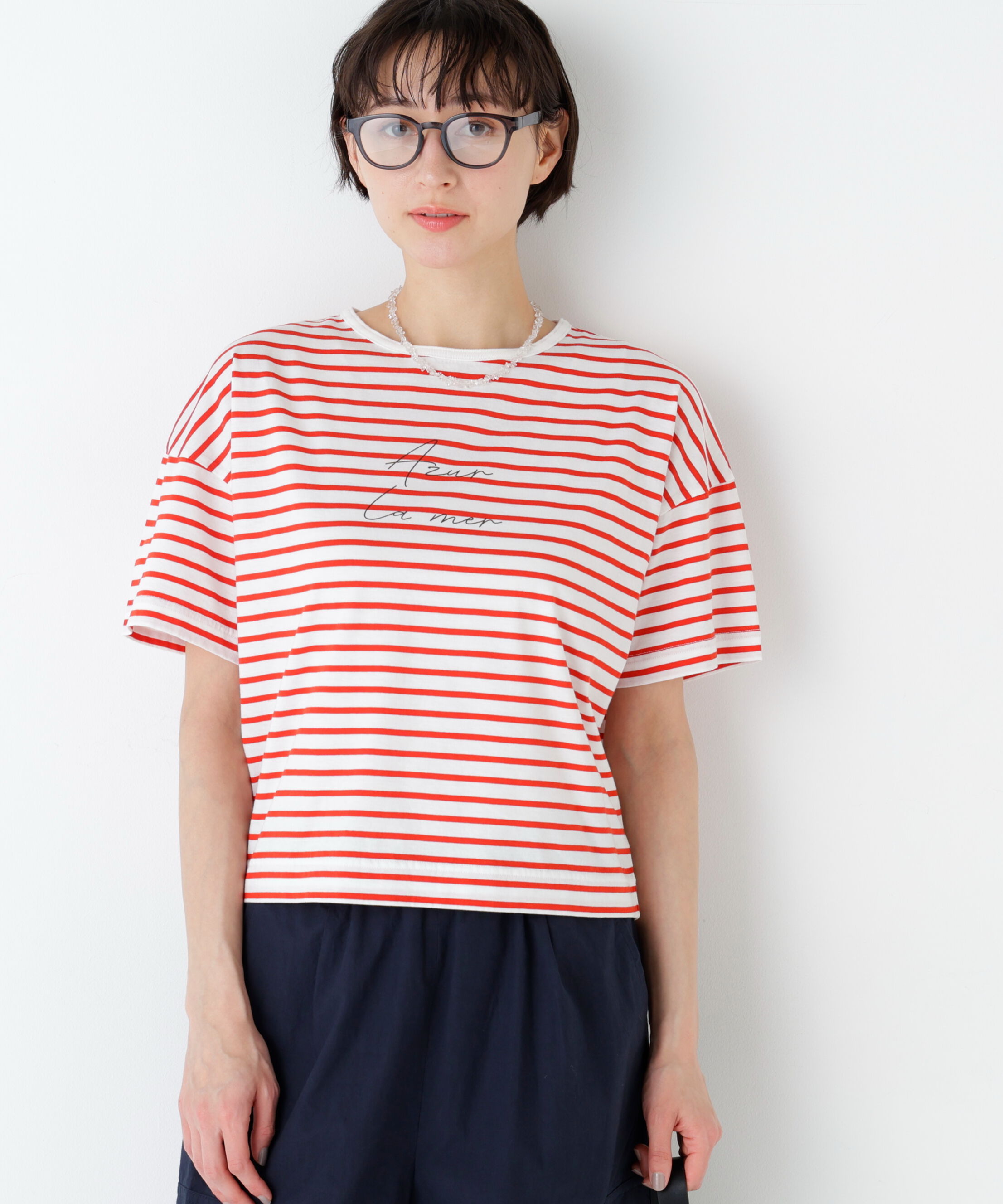  「ａｚｕｒｅｌａ　ｍｅｒ　ボーダーロゴＴシャツ」|Tシャツ・カットソー|