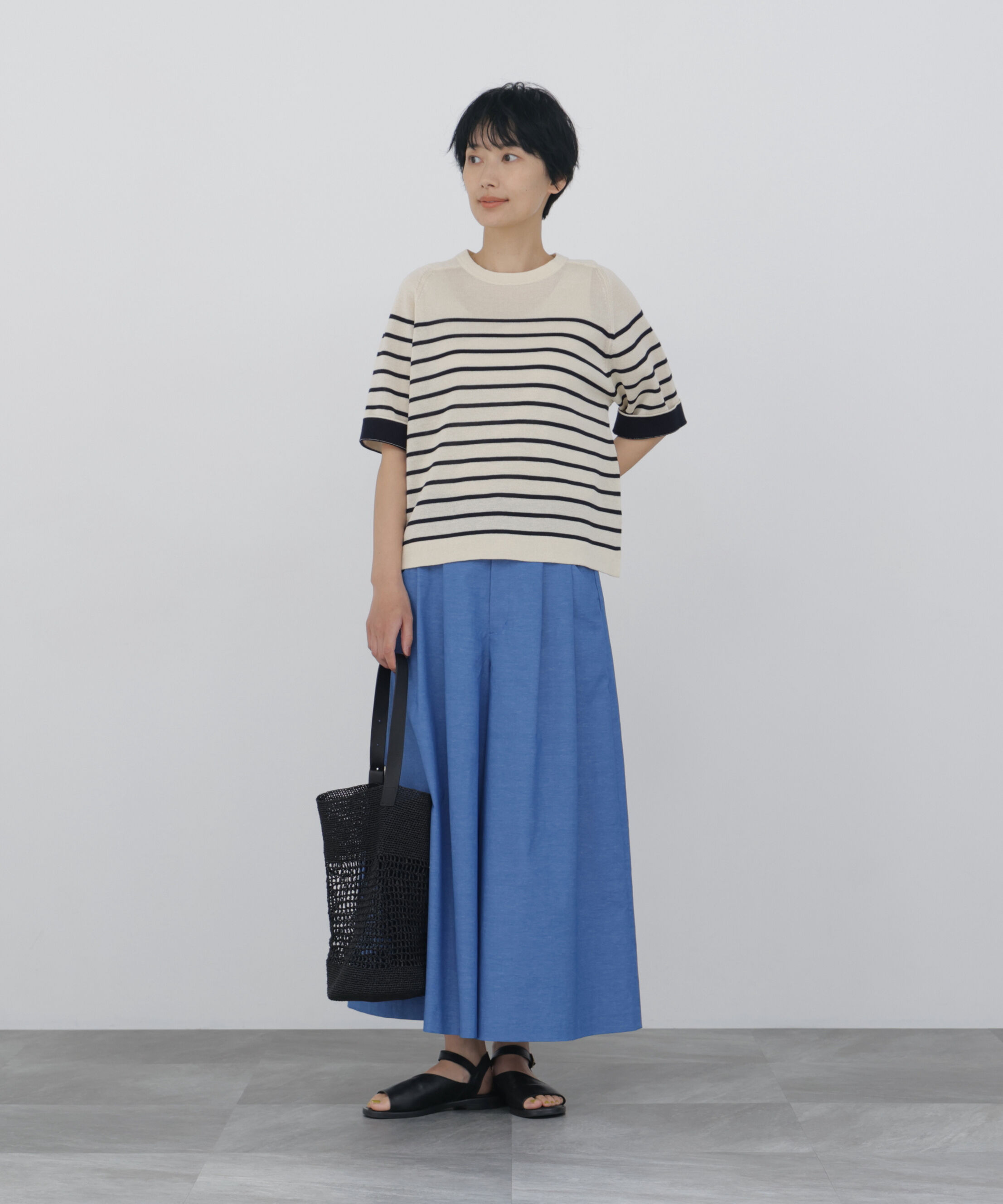  「ハイゲージギマ　クルーネックラグランプルオーバー」|ニット・セーター|