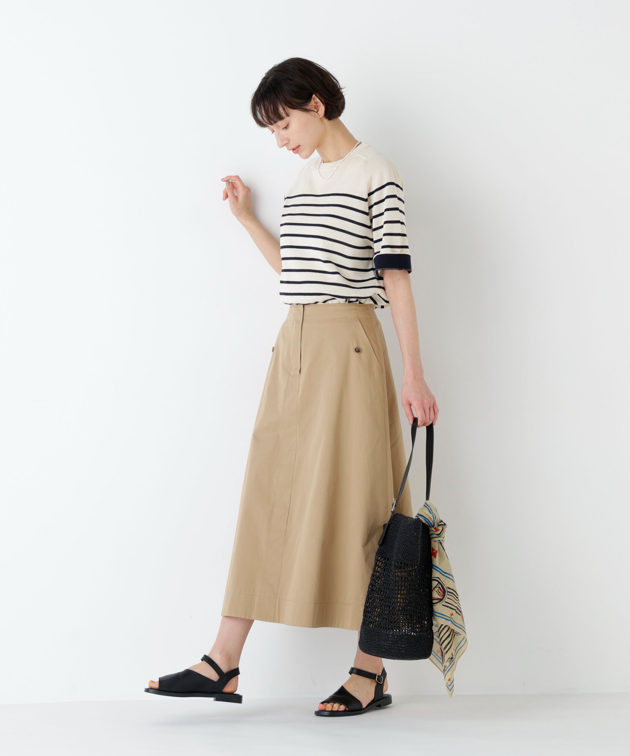  「ハイゲージギマ　クルーネックラグランプルオーバー」|ニット・セーター|