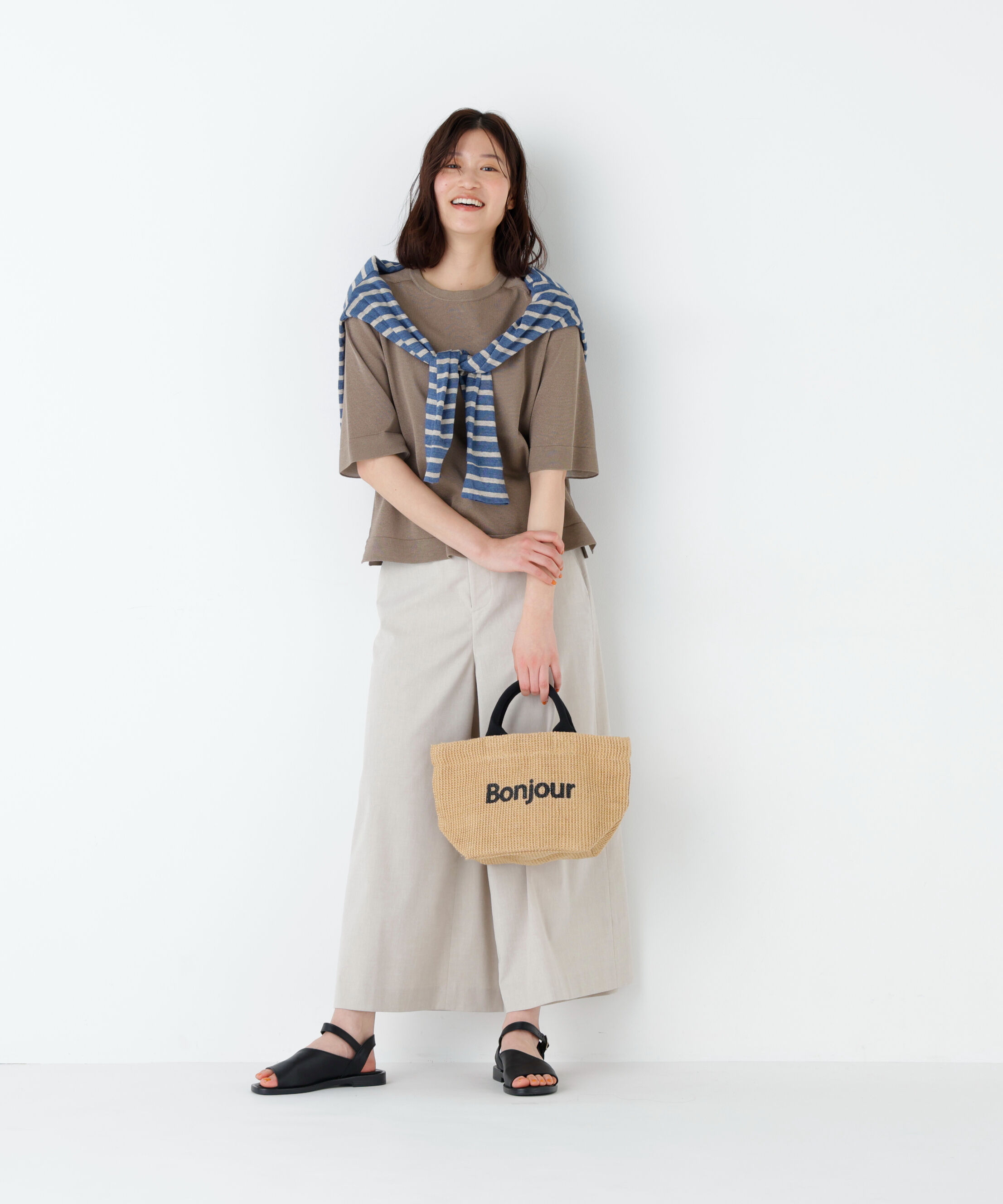  「ハイゲージギマ　クルーネックラグランプルオーバー」|ニット・セーター|