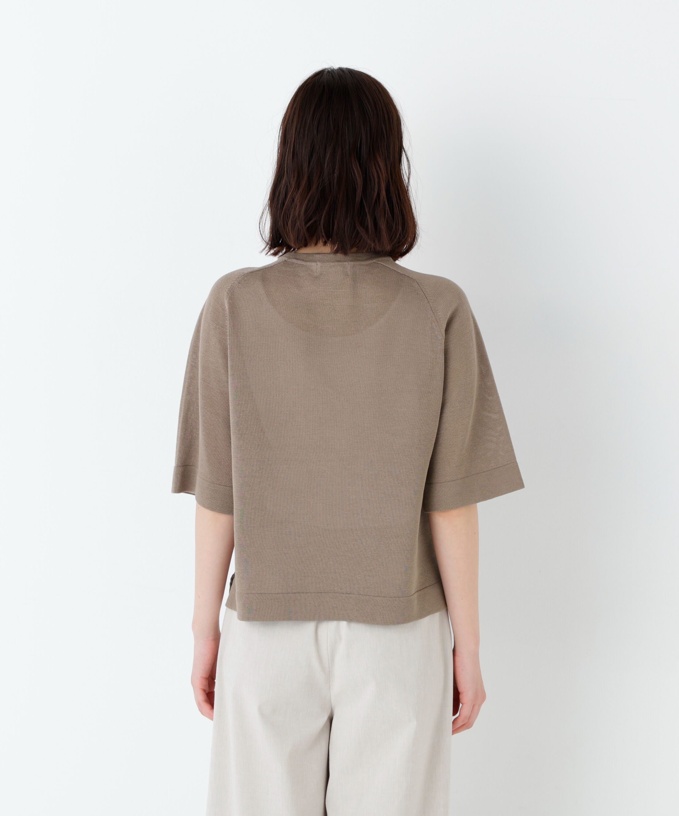  「ハイゲージギマ　クルーネックラグランプルオーバー」|ニット・セーター|