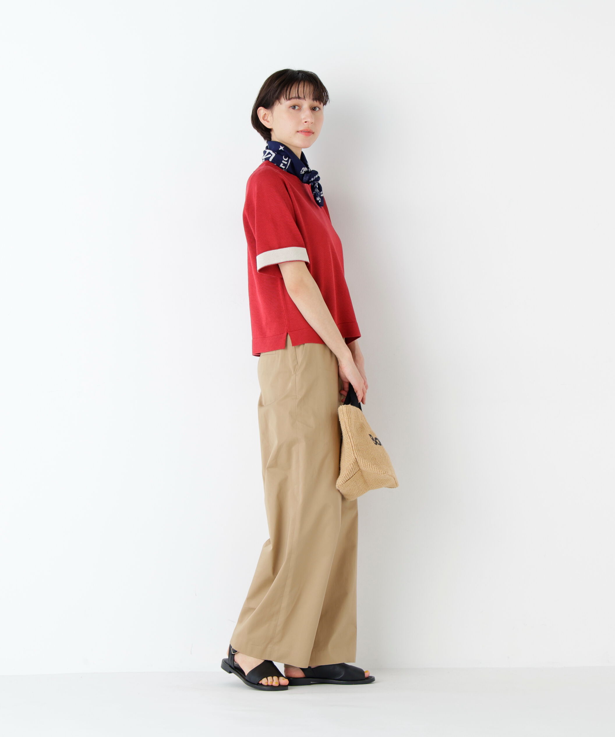  「ハイゲージギマ　クルーネックラグランプルオーバー」|ニット・セーター|