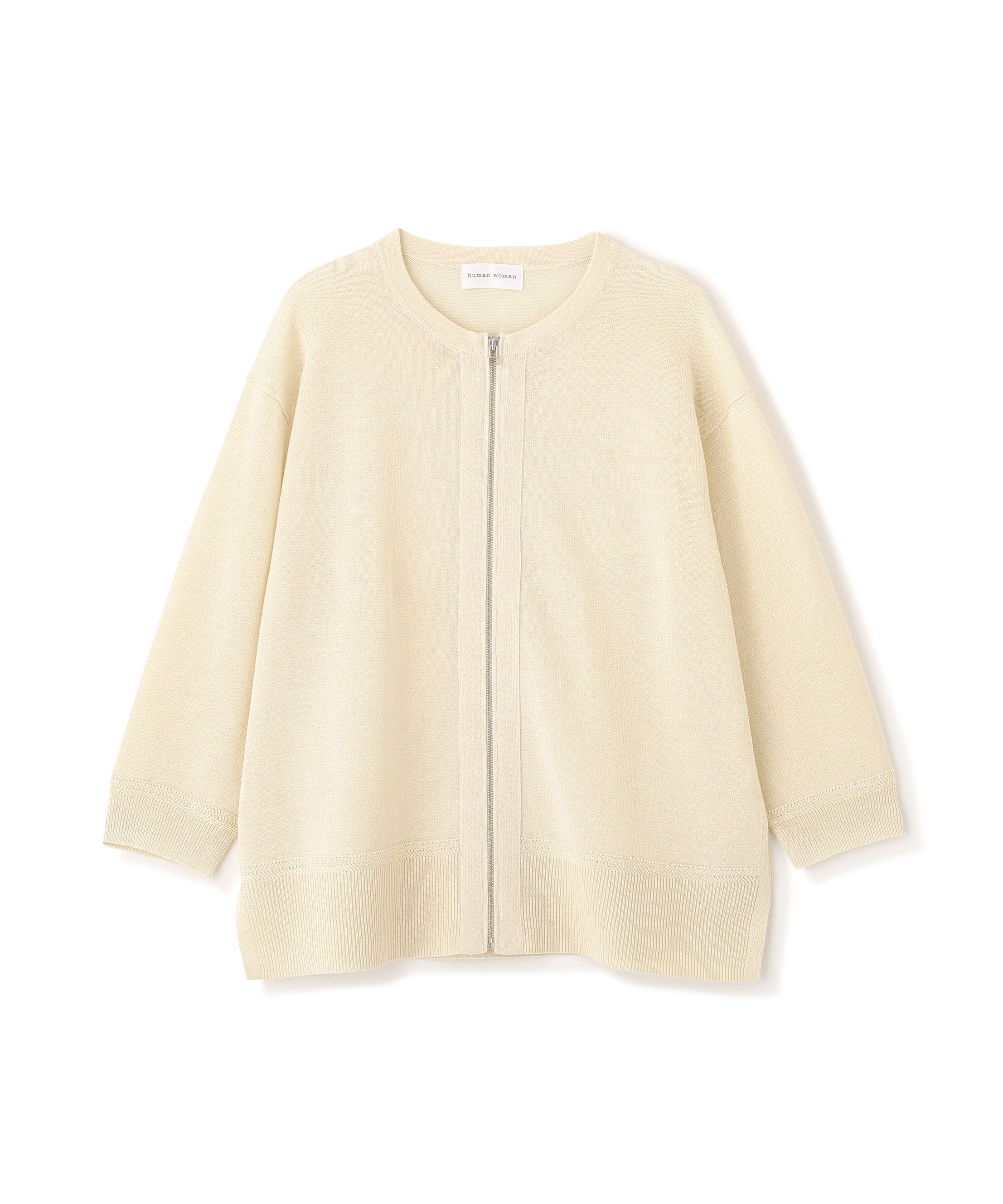  「ハイゲージギマ　ジップアップクルーカーディガン」|ニット・セーター|