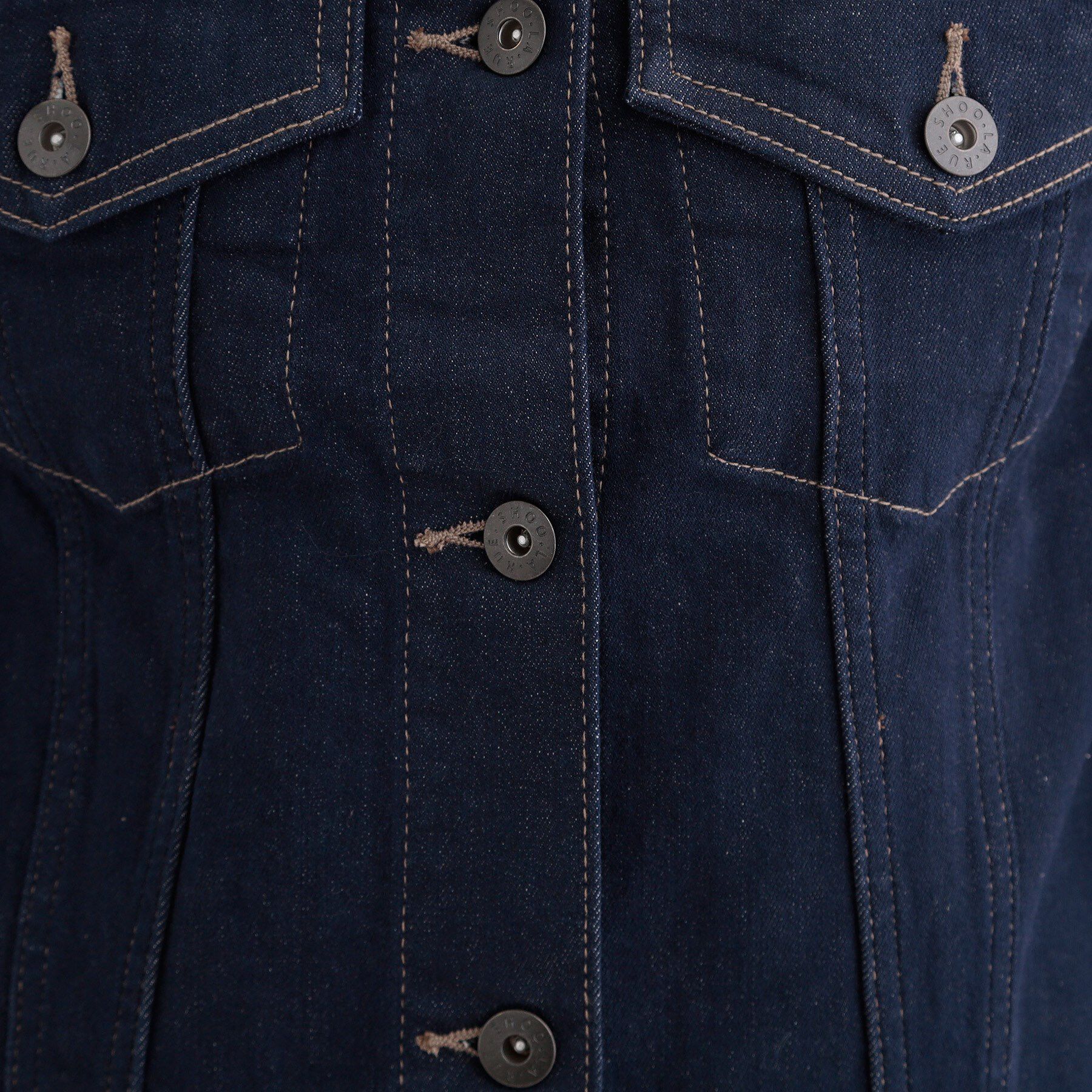 SHOO･LA･RUE「【SHOO・LA・RUE DENIM/S-LL/高レビュー】大人のための ノーカラーデニムジャケット」|デニムジャケット|