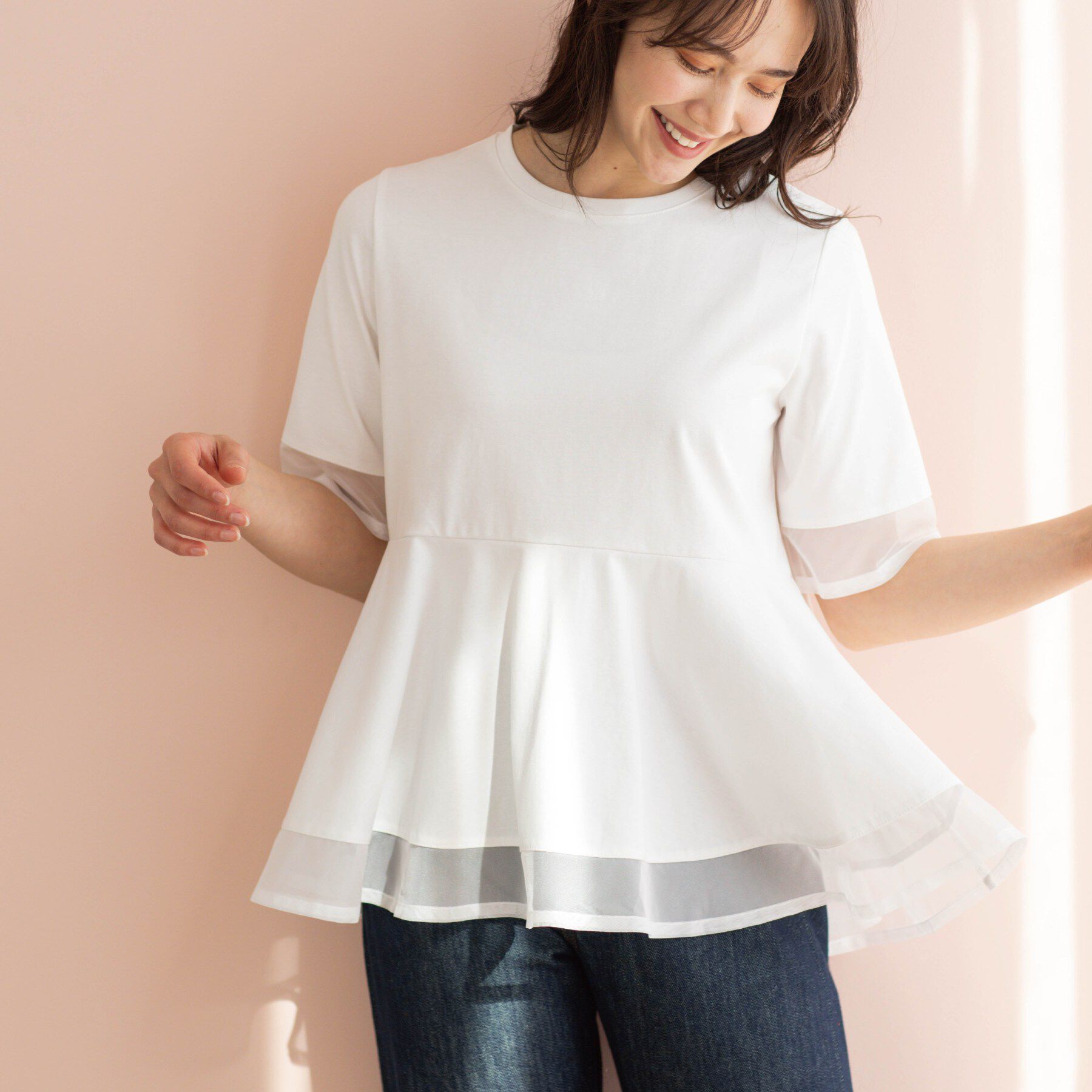 SHOO･LA･RUE「チュールレイヤードペプラムＴシャツ」|Tシャツ・カットソー|