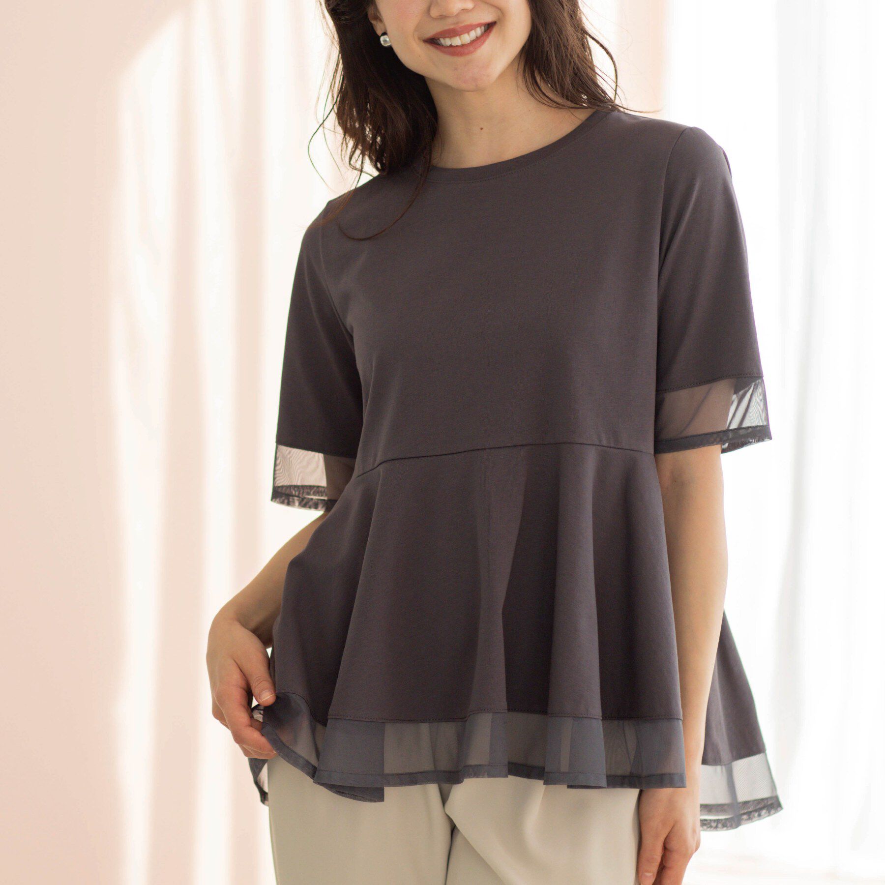 SHOO･LA･RUE「チュールレイヤードペプラムＴシャツ」|Tシャツ・カットソー|