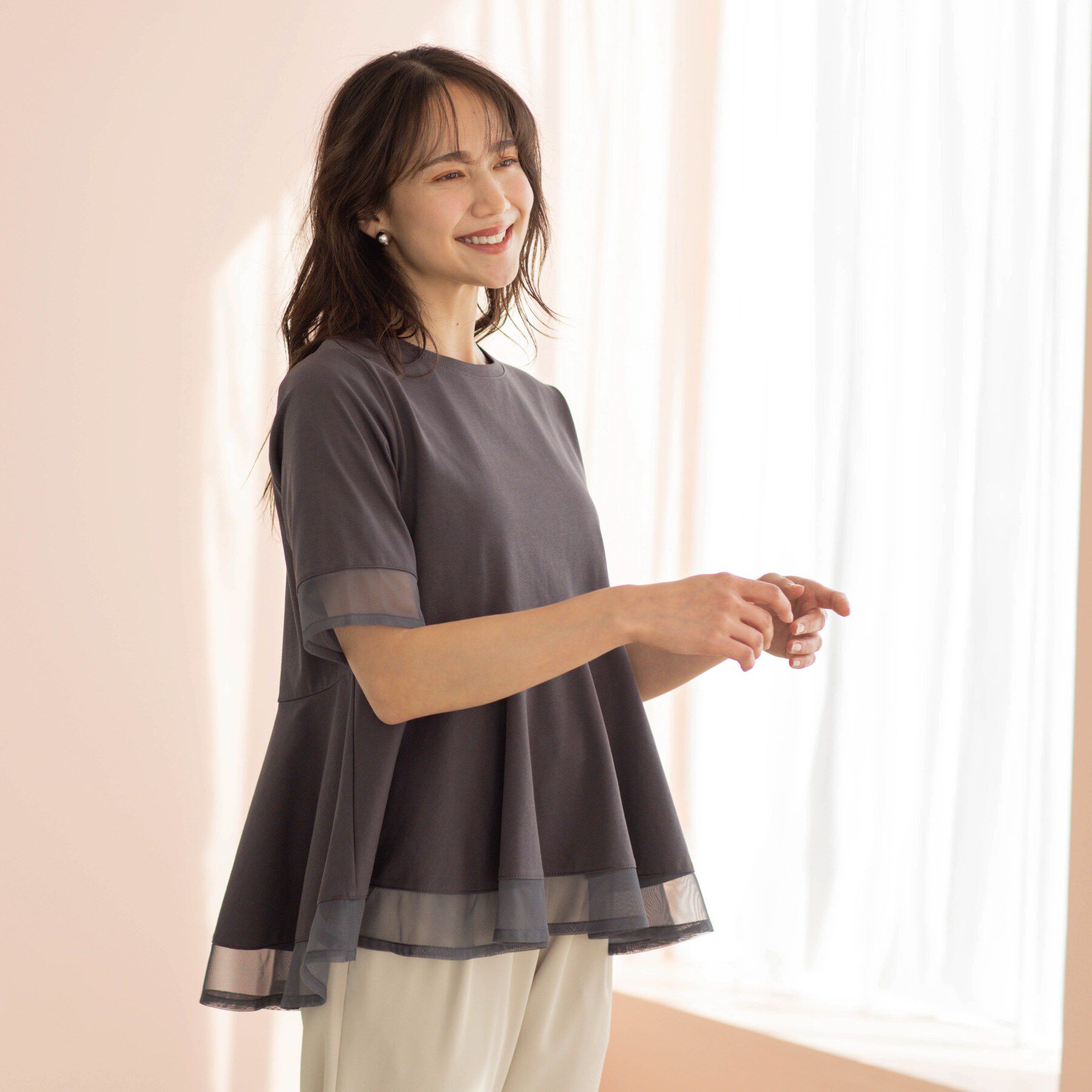 SHOO･LA･RUE「チュールレイヤードペプラムＴシャツ」|Tシャツ・カットソー|