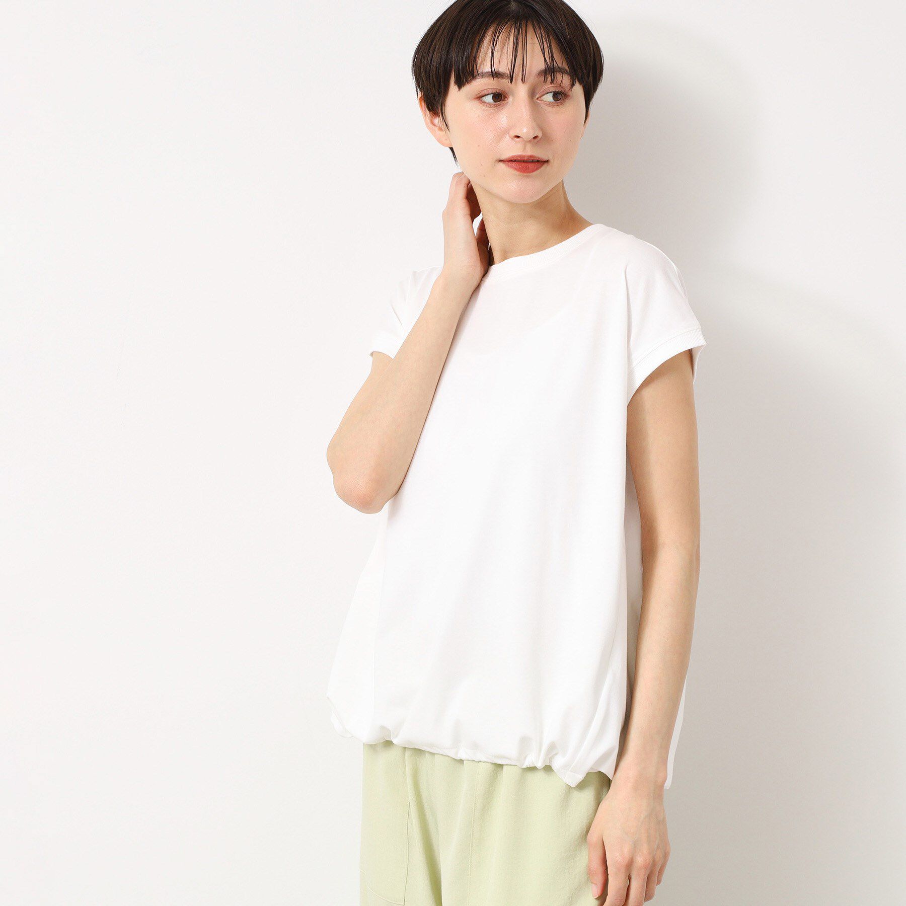 Dessin「【洗える・UV】ドローコード付きフレンチスリーブカットソー」|Tシャツ・カットソー|