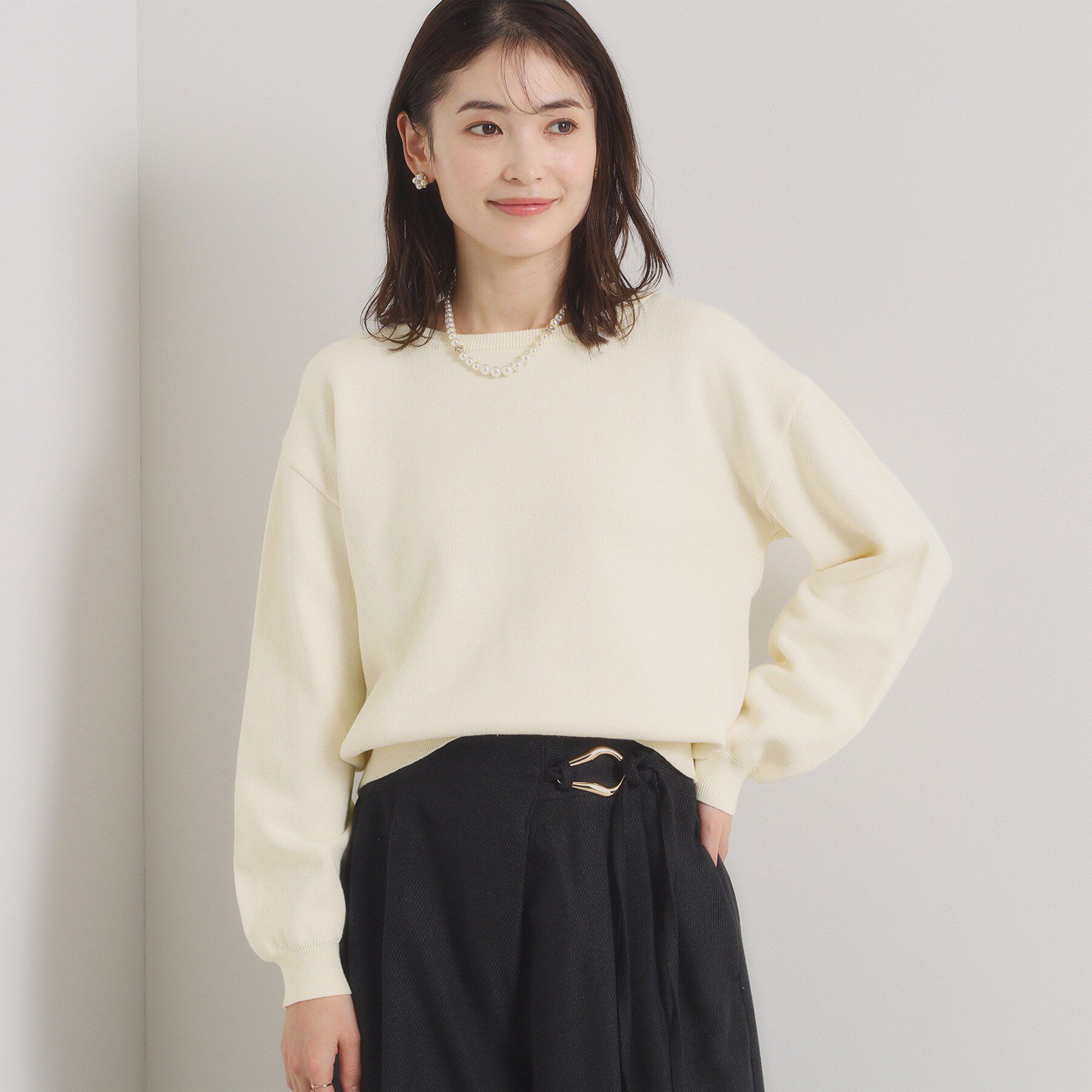 ITS&rsquo;DEMO「【洗濯機OK】スウェットライクニット」|ニット・セーター|オフホワイト(003