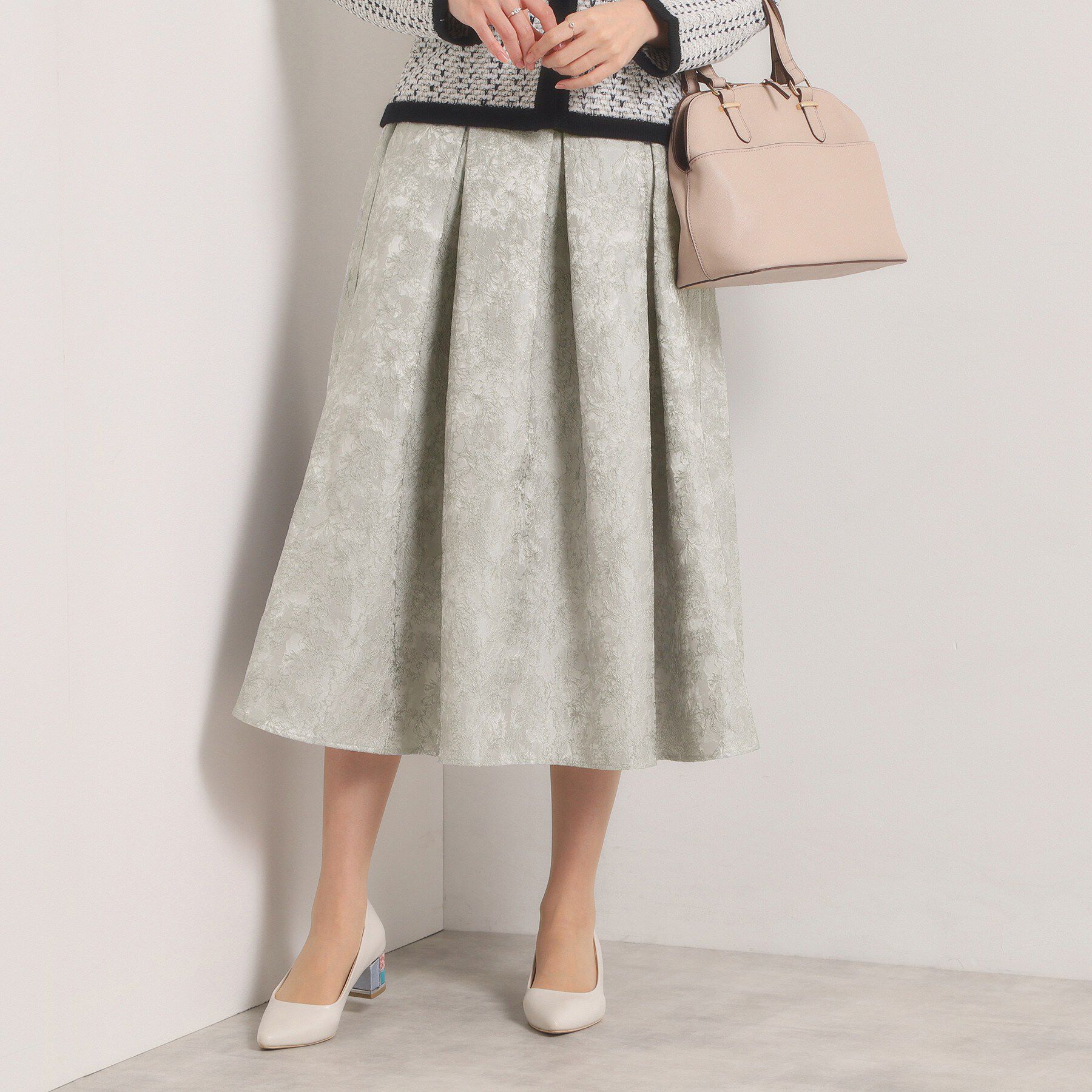 ITS&rsquo;DEMO「【入卒／手洗い可】ジャカードタックスカート」|スカート|ライトグレー(011