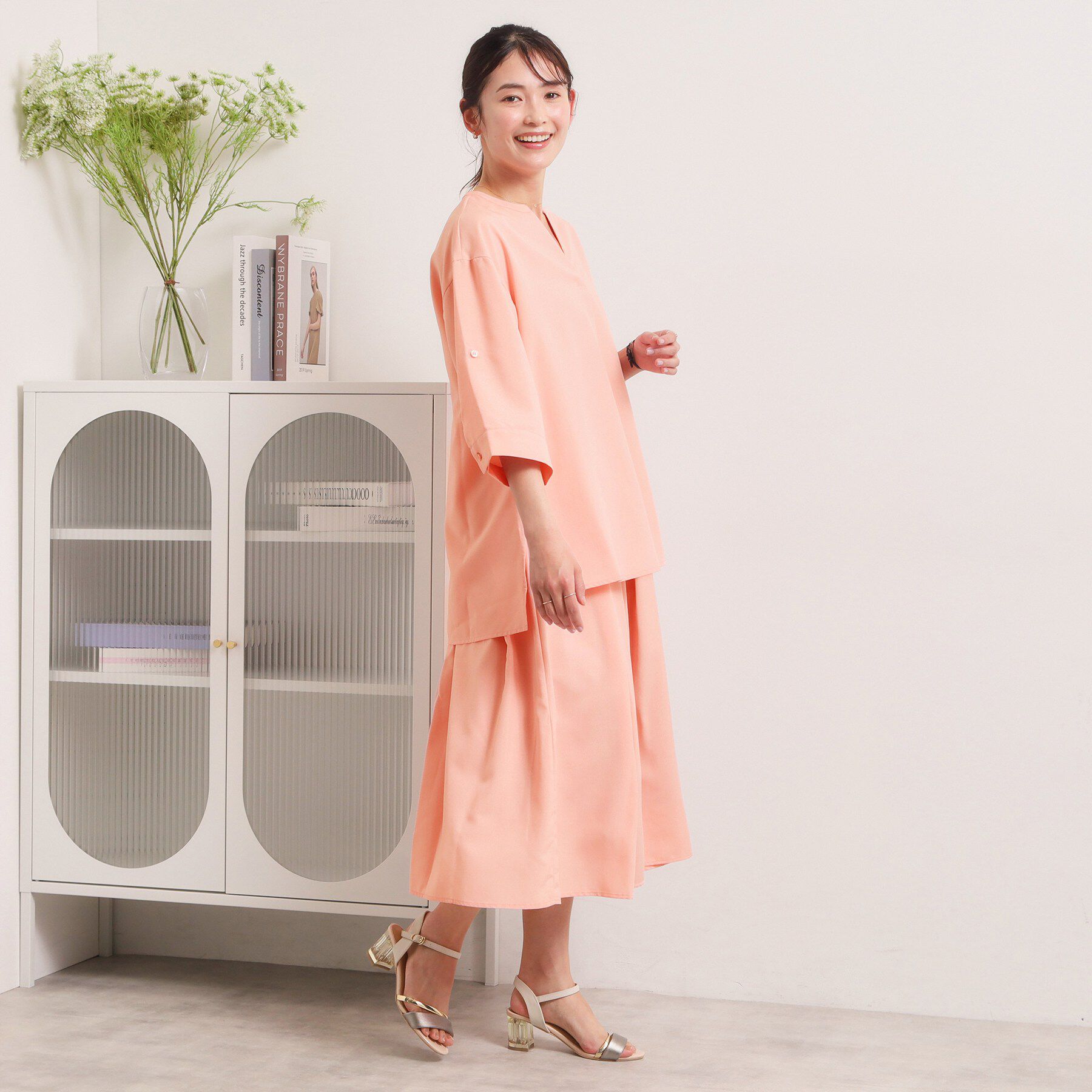 ITS&rsquo;DEMO「【UVケア／洗濯機OK／接触冷感／吸水速乾】麻調合繊スキッパーチュニック」|シャツ・ブラウス|