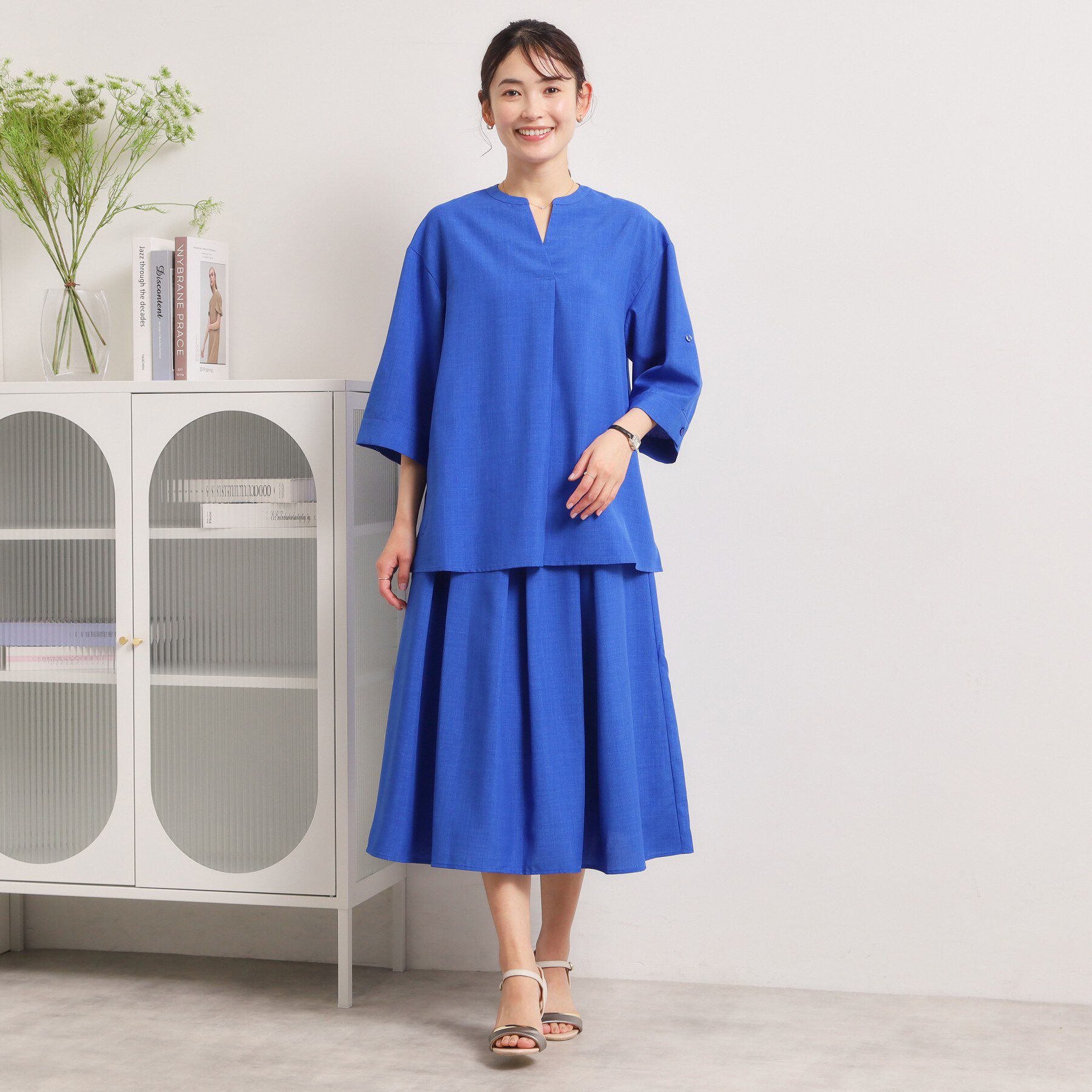 ITS&rsquo;DEMO「【UVケア／洗濯機OK／接触冷感／吸水速乾】麻調合繊スキッパーチュニック」|シャツ・ブラウス|