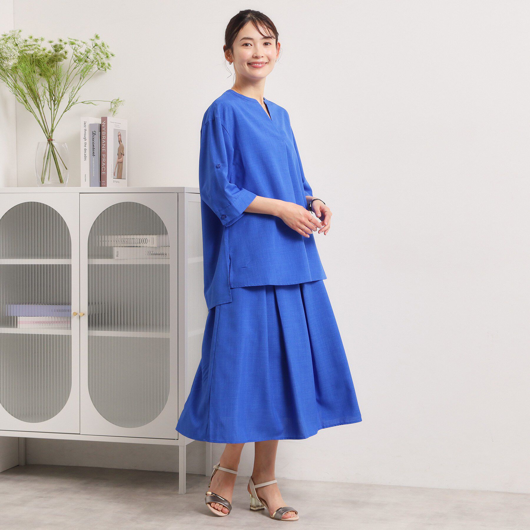 ITS&rsquo;DEMO「【UVケア／洗濯機OK／接触冷感／吸水速乾】麻調合繊スキッパーチュニック」|シャツ・ブラウス|