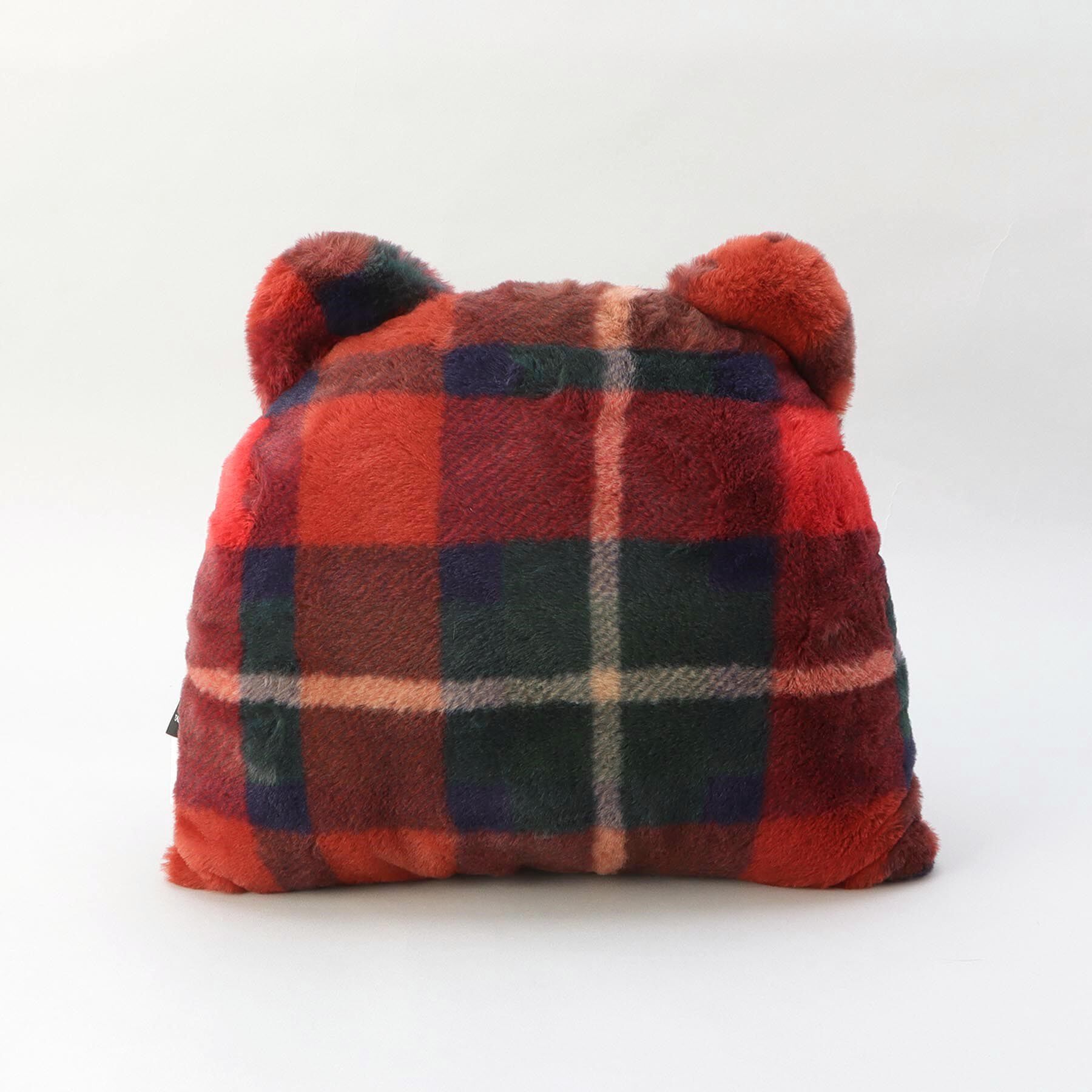 212 KITCHEN STORE「チェックファー ベアクッション レッド」|クッション・クッションカバー|