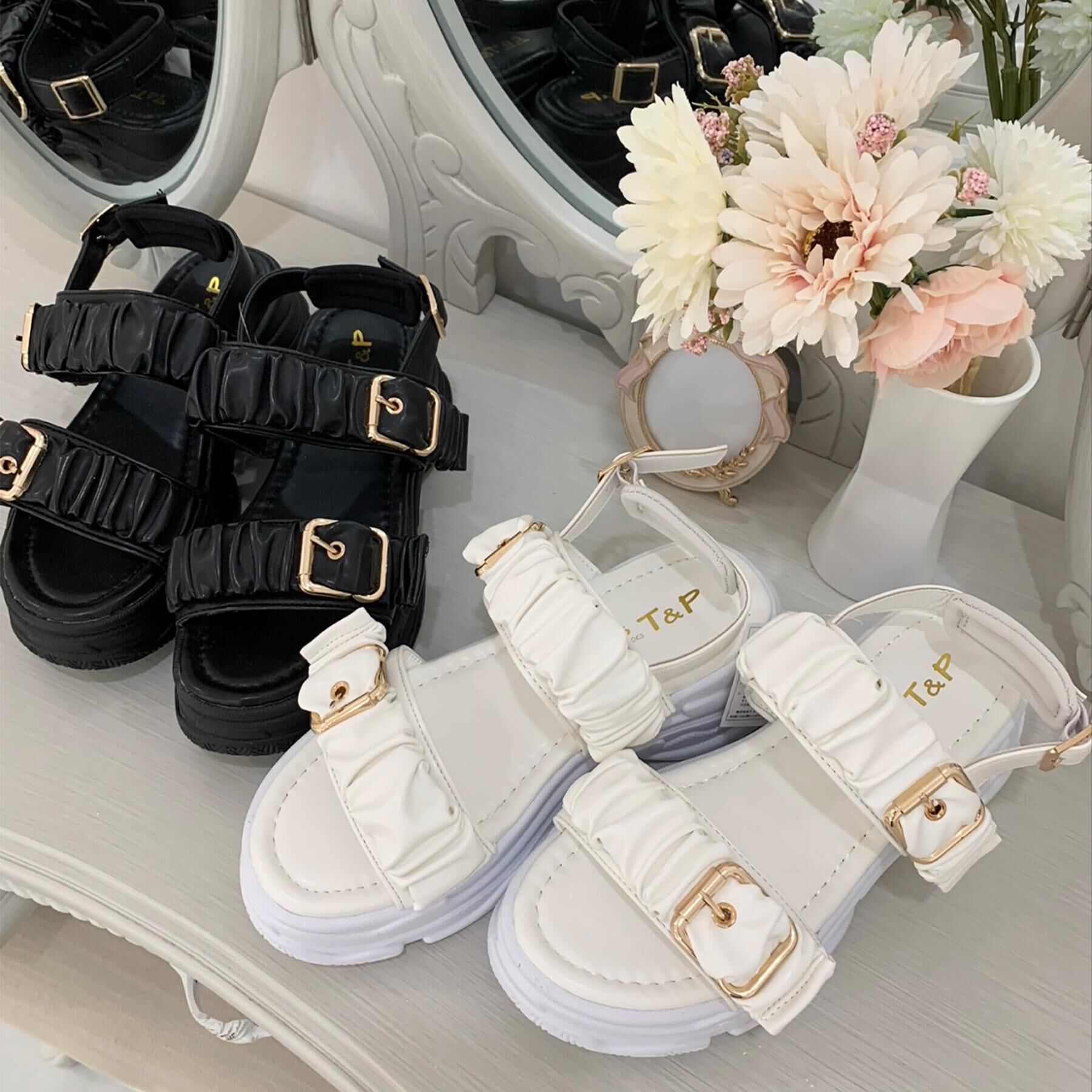 csT&P「厚底クシュクシュベルトスポサン」|サンダル|