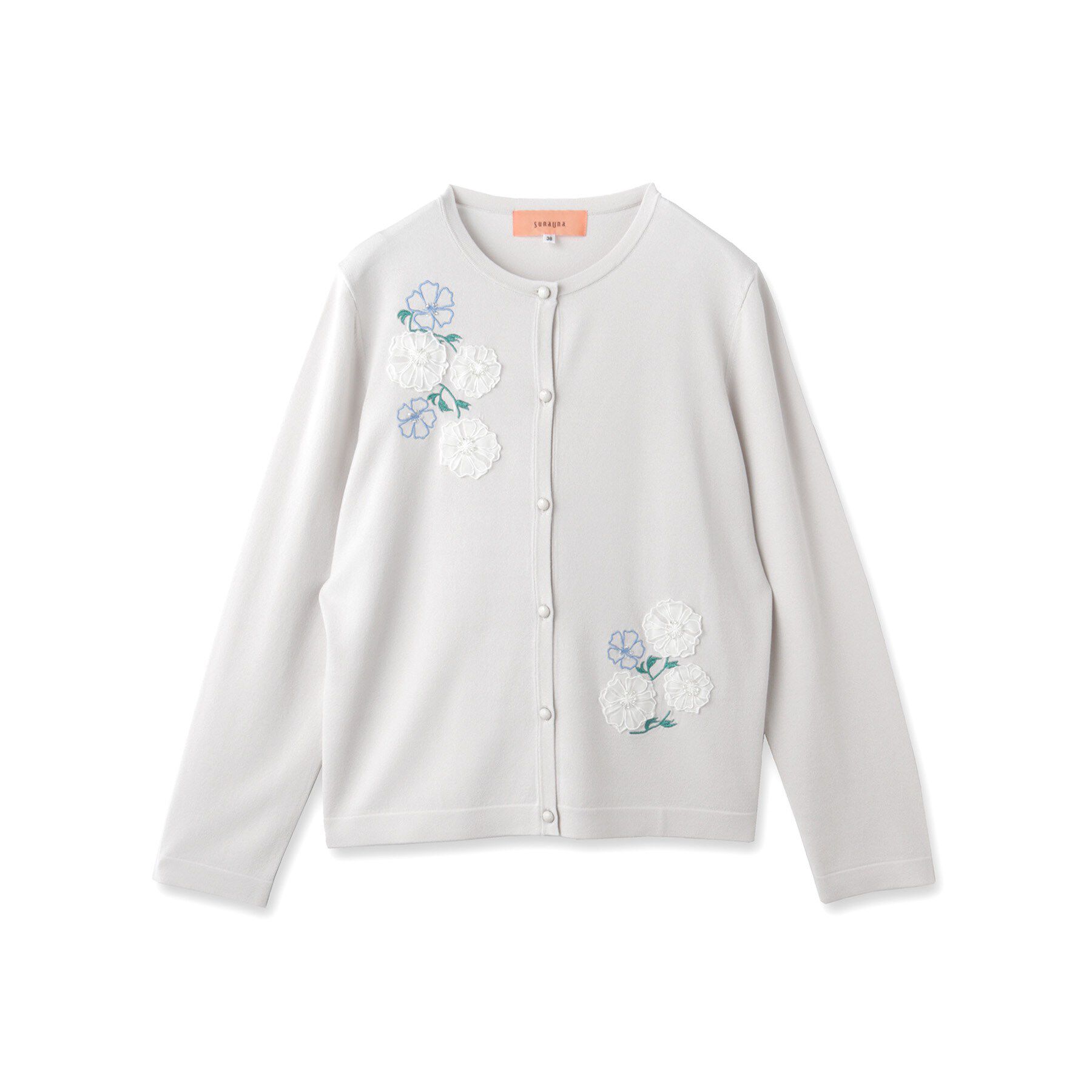 SunaUna「【SS～Lサイズ展開／フラワー刺繍】クラフトニット」|カーディガン|