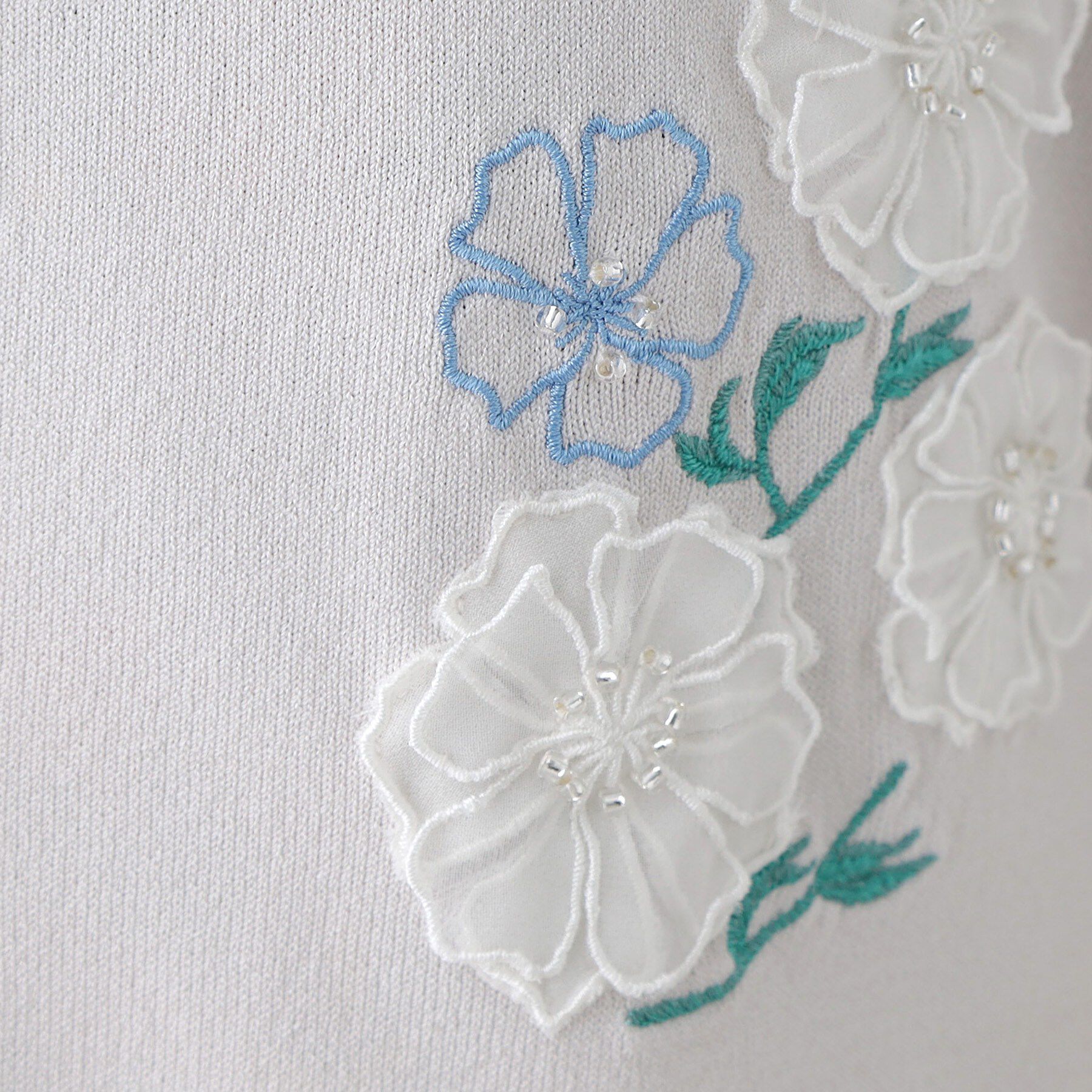 SunaUna「【SS～Lサイズ展開／フラワー刺繍】クラフトニット」|カーディガン|