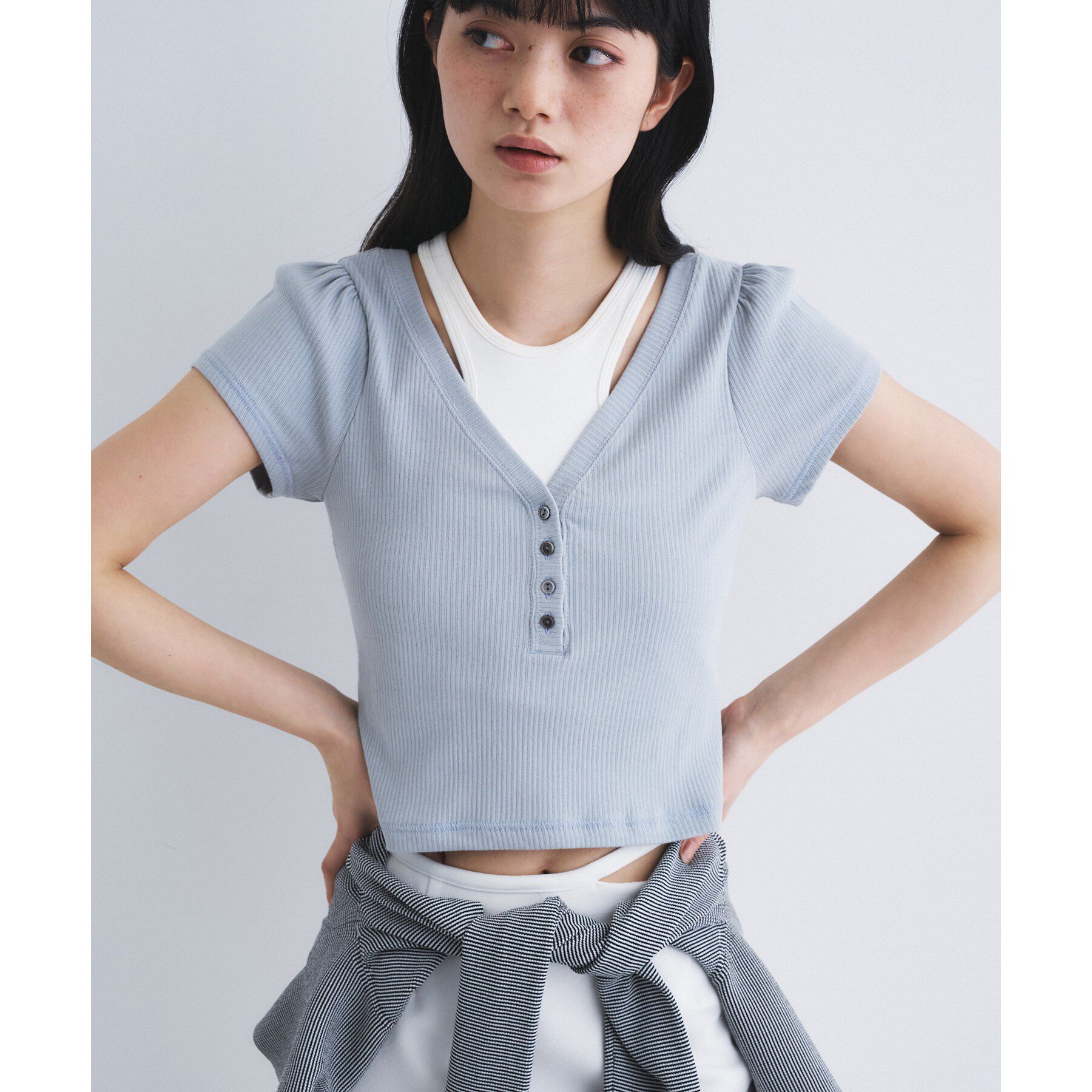 CODE A「M everyday rib button tee」|Tシャツ・カットソー|