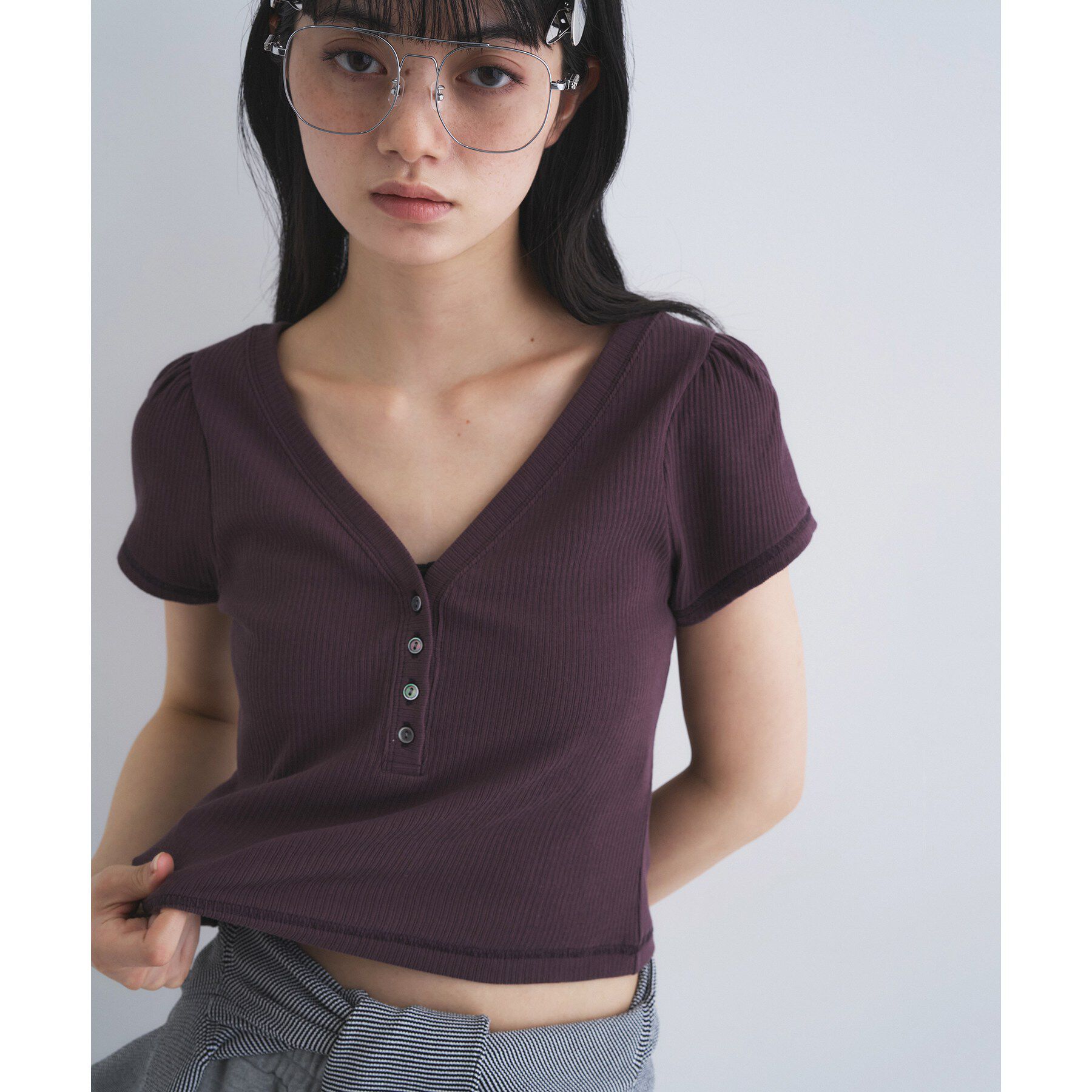 CODE A「M everyday rib button tee」|Tシャツ・カットソー|