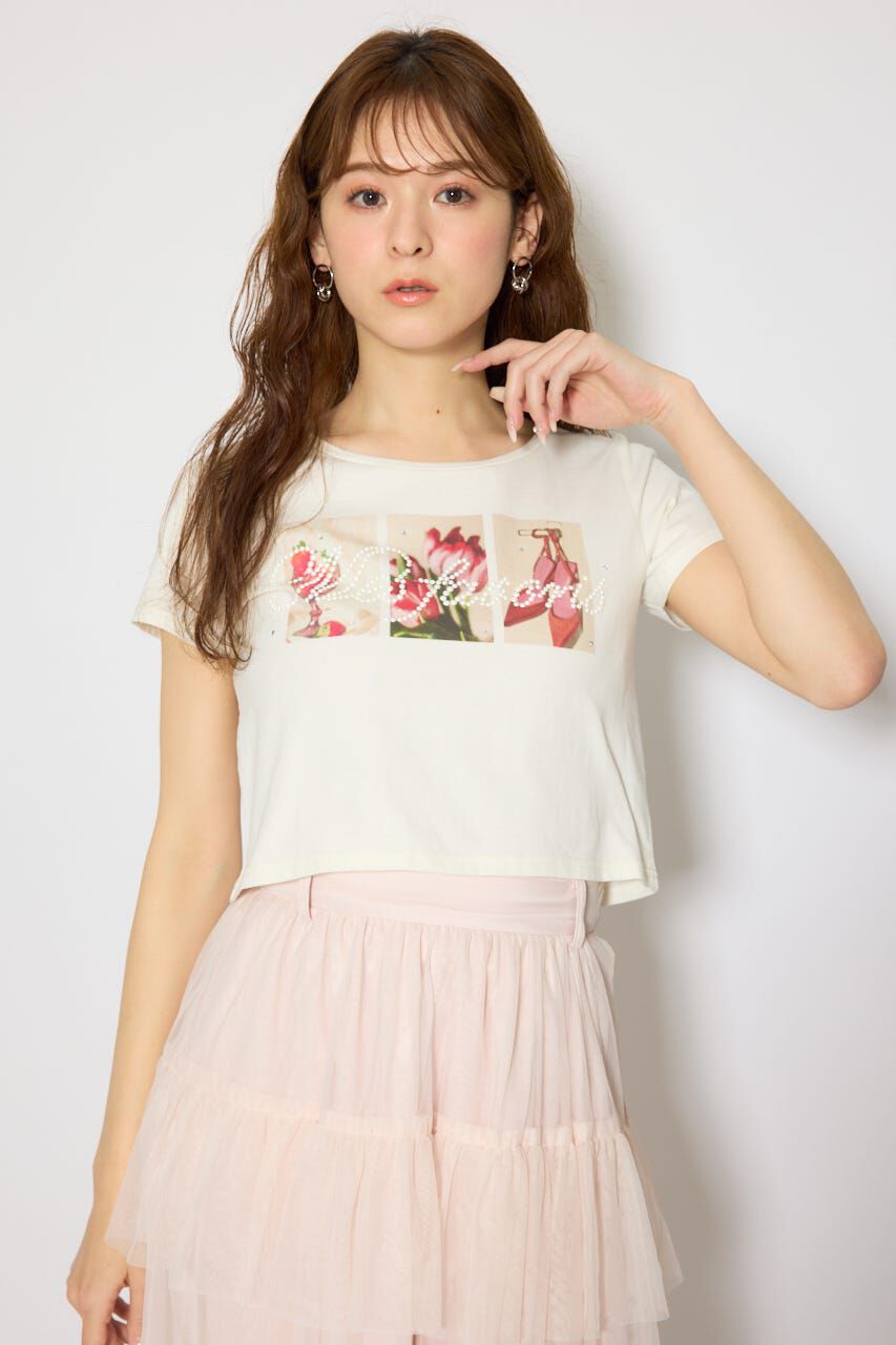 rienda「モチーフフォトショートTシャツ」|Tシャツ・カットソー|WHT