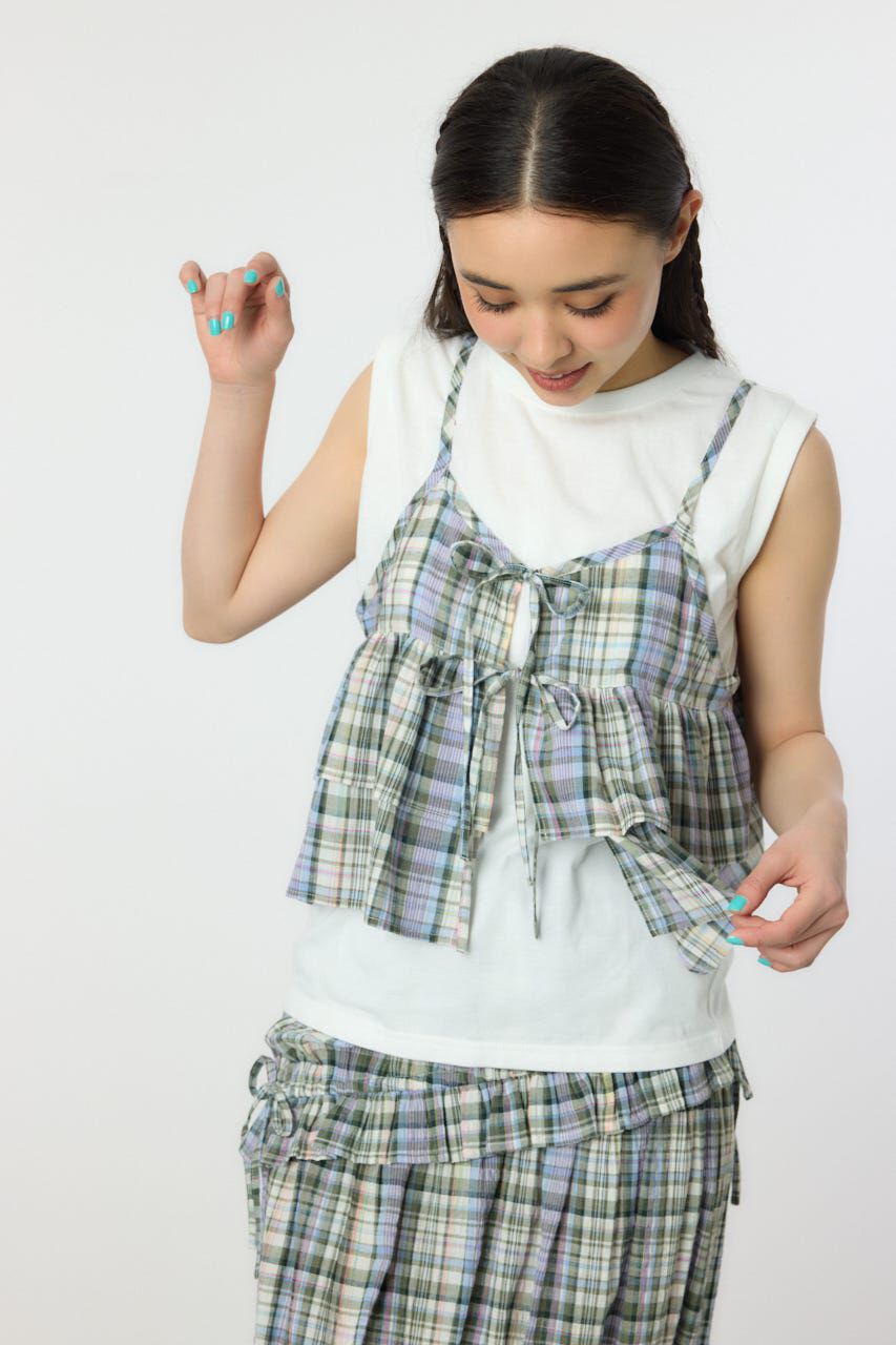 RODEO CROWNS「サマーチェックマルチウェイキャミソール」|キャミソール|柄GRN5