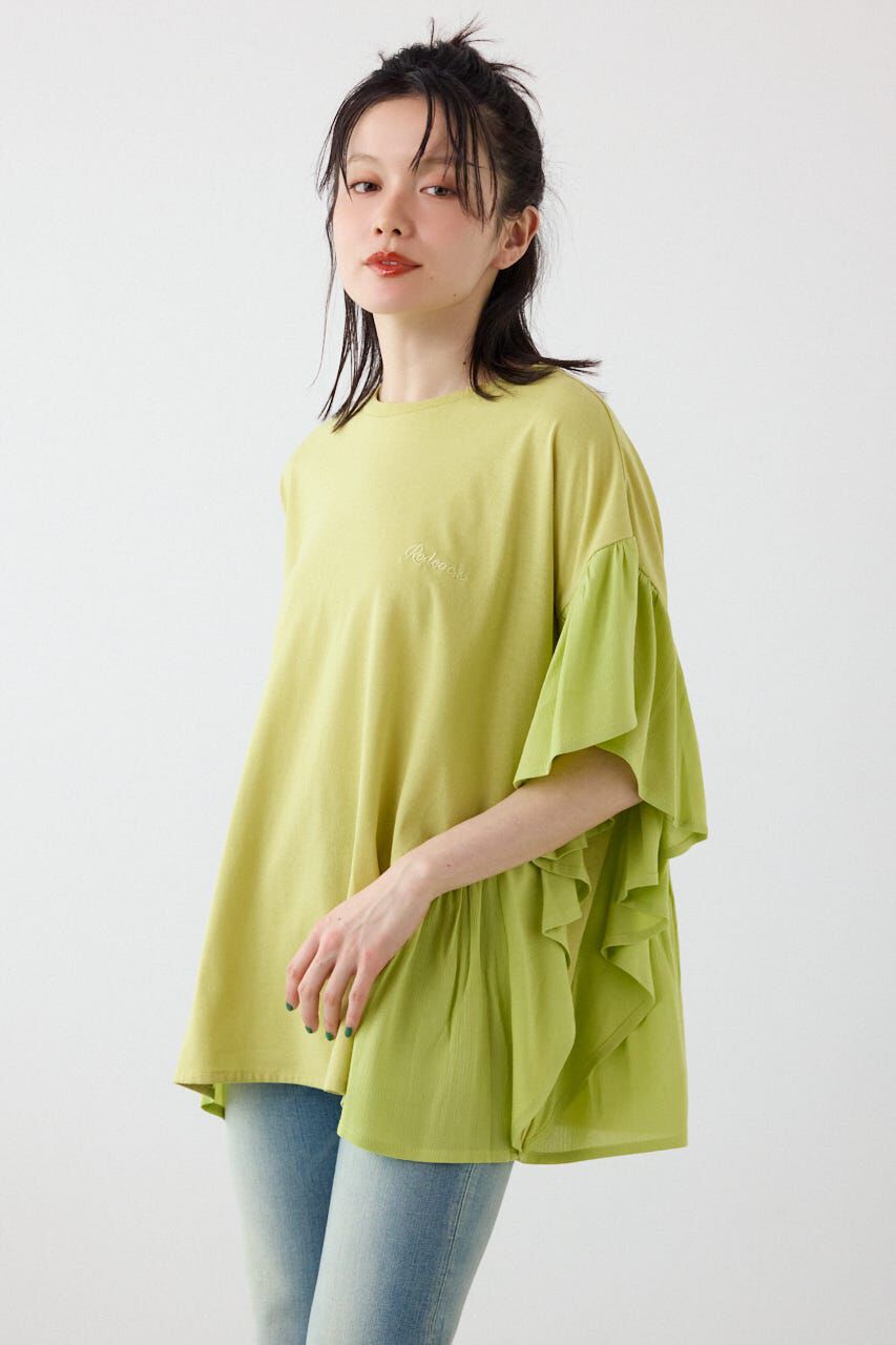 RODEO CROWNS「＜WEB先行アイテム＞レーヨンクレープドッキングフリルトップス」|その他|LIME