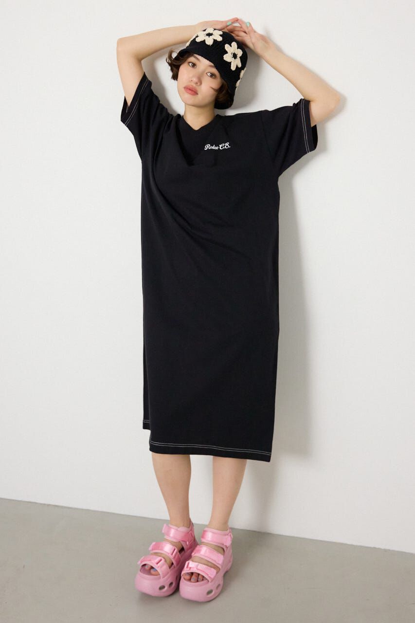 RODEO CROWNS「＜WEB先行アイテム＞ハーフスリーブステッチワンピース」|ワンピース|