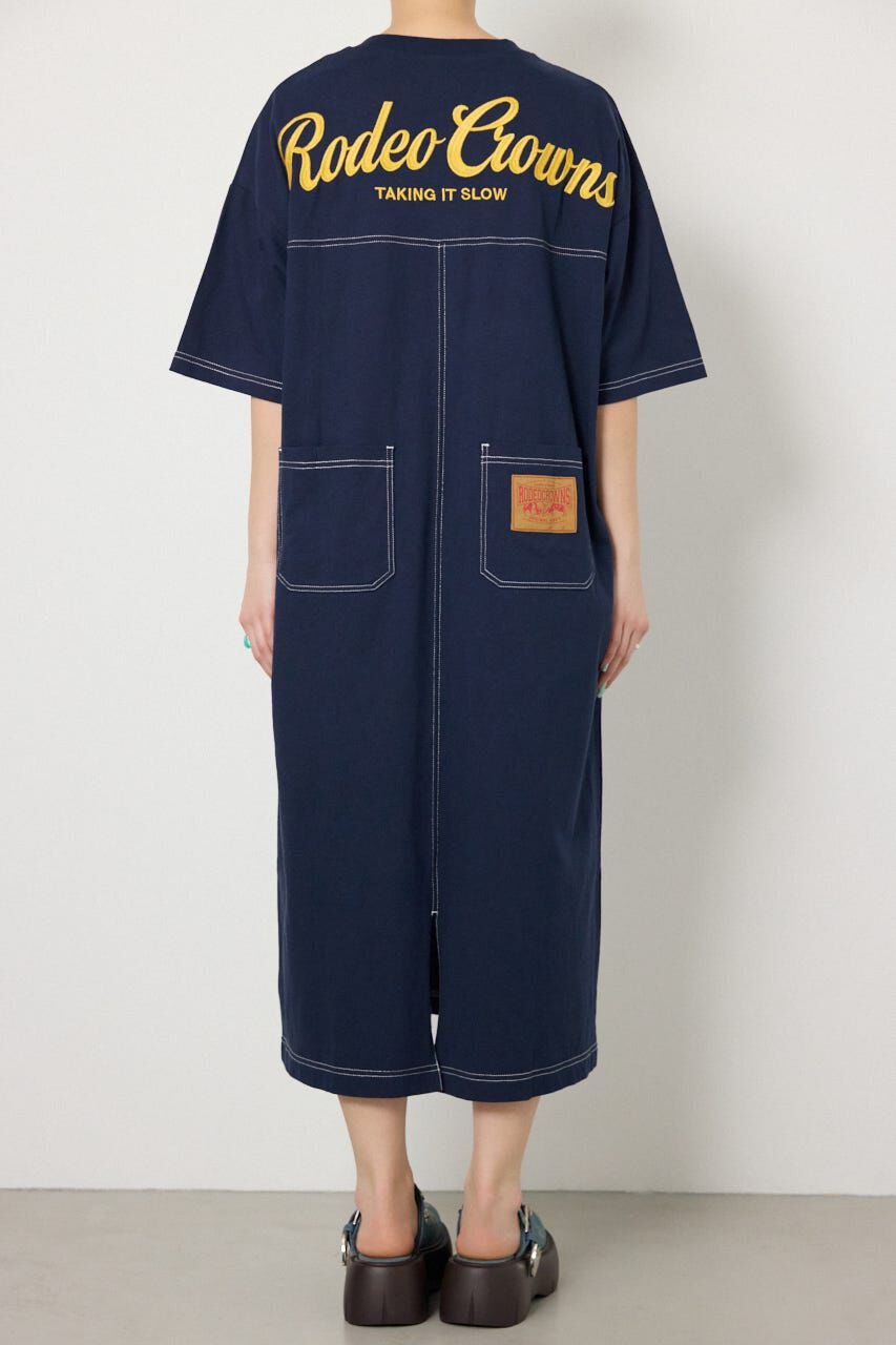 RODEO CROWNS「＜WEB先行アイテム＞ハーフスリーブステッチワンピース」|ワンピース|