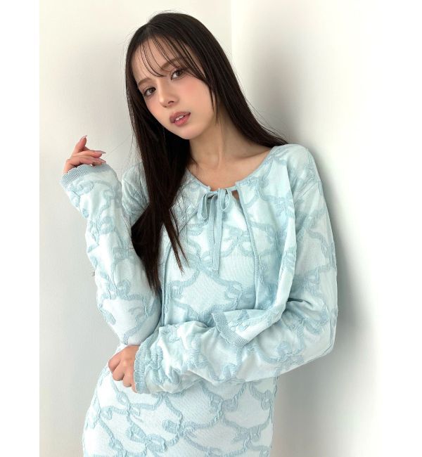 CALNAMUR「リボンジャガードカーディガン」|カーディガン|