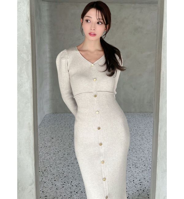 RESEXXY「ゴールドボタンタイトニットワンピース」|ワンピース|