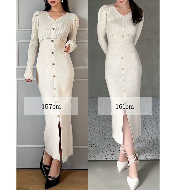 RESEXXY「ゴールドボタンタイトニットワンピース」|ワンピース|