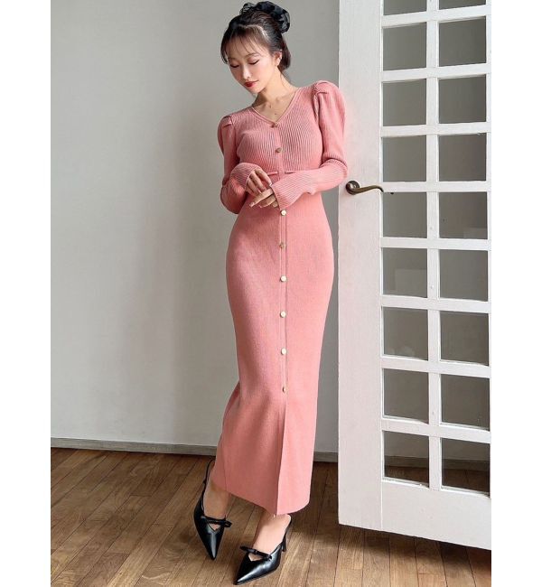 RESEXXY「ゴールドボタンタイトニットワンピース」|ワンピース|