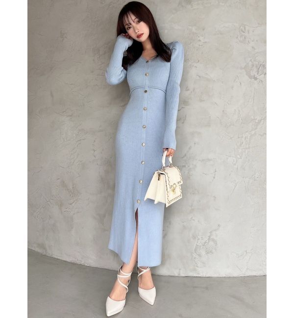 RESEXXY「ゴールドボタンタイトニットワンピース」|ワンピース|