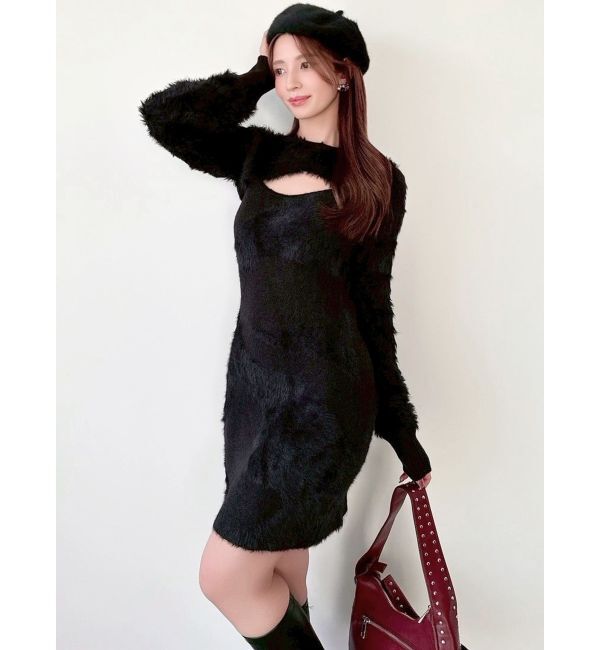 RESEXXY「フェザーニットレイヤードワンピース」|ワンピース|