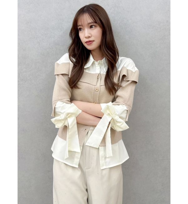 dazzlin「シャツレイヤードライクニットトップス」|ニット・セーター|