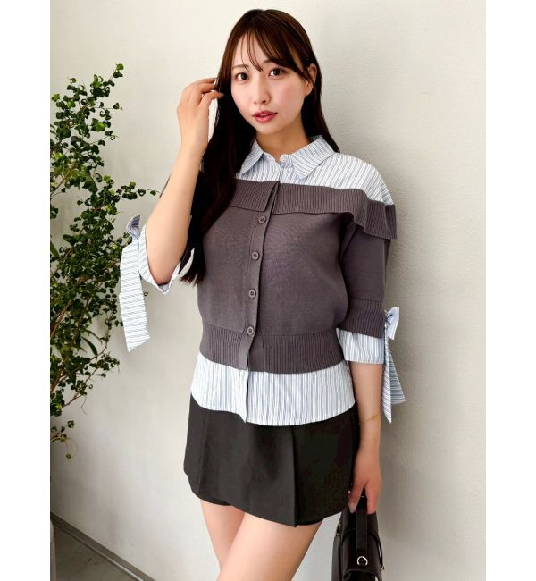 dazzlin「シャツレイヤードライクニットトップス」|ニット・セーター|