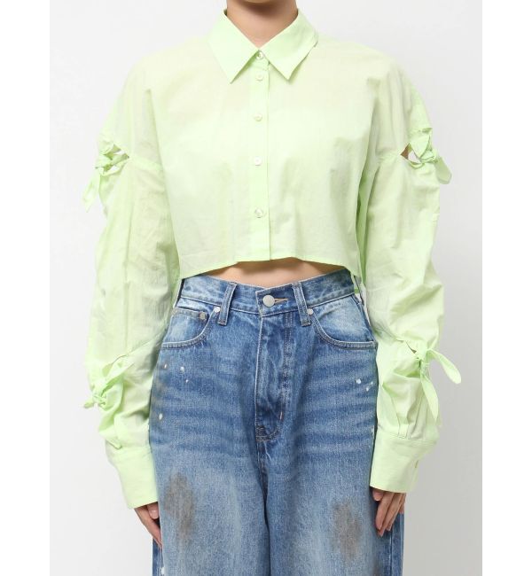 EMODA「ノットスリーブオーバーシャツ」|シャツ・ブラウス|グリーン