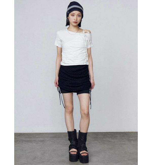 EMODA「アシンメトリーギャザーレイヤートップ」|Tシャツ・カットソー|