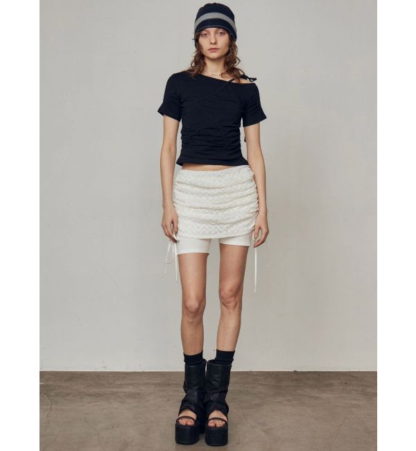 EMODA「アシンメトリーギャザーレイヤートップ」|Tシャツ・カットソー|