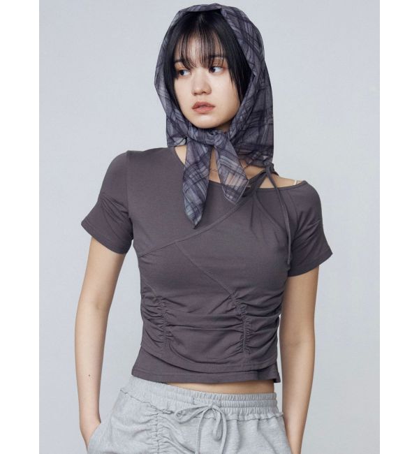 EMODA「アシンメトリーギャザーレイヤートップ」|Tシャツ・カットソー|