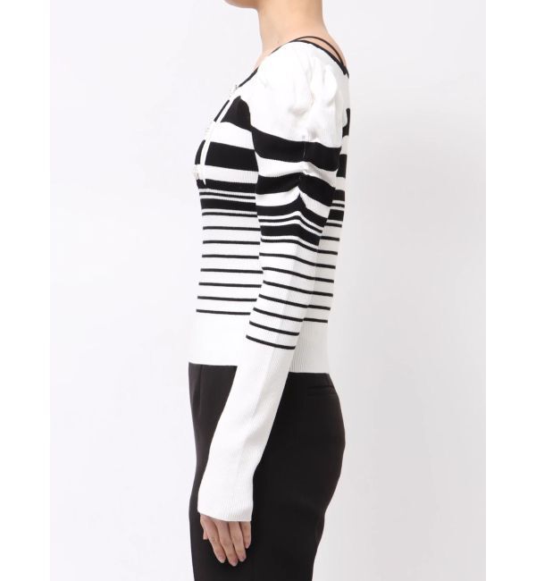 MERCURYDUO「サイドビジューボタンパフスリーブニット」|ニット・セーター|