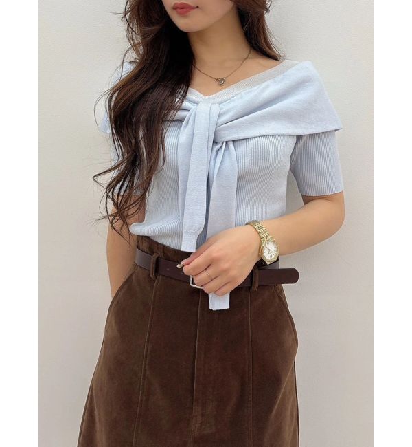 MERCURYDUO「レイヤードライクツイストニット」|ニット・セーター|アイスブルー