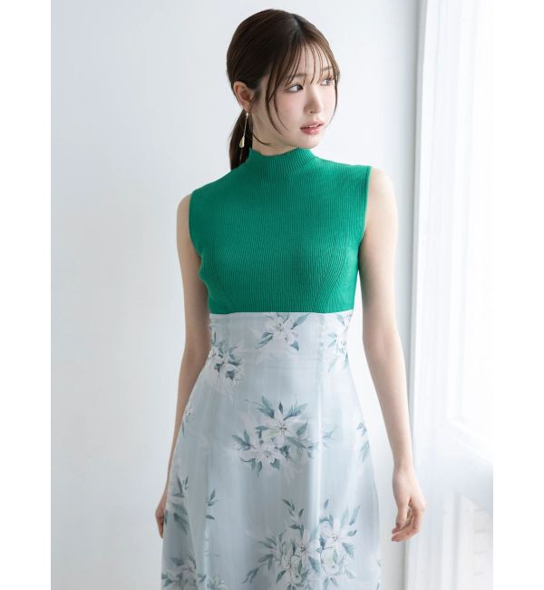 MERCURYDUO「花柄ドッキングバックレースアップワンピース」|ワンピース|